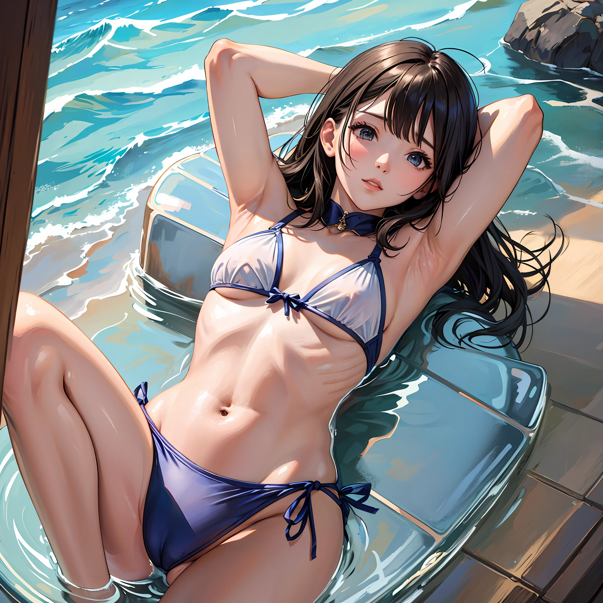 Sheer swimsuit、small breasts