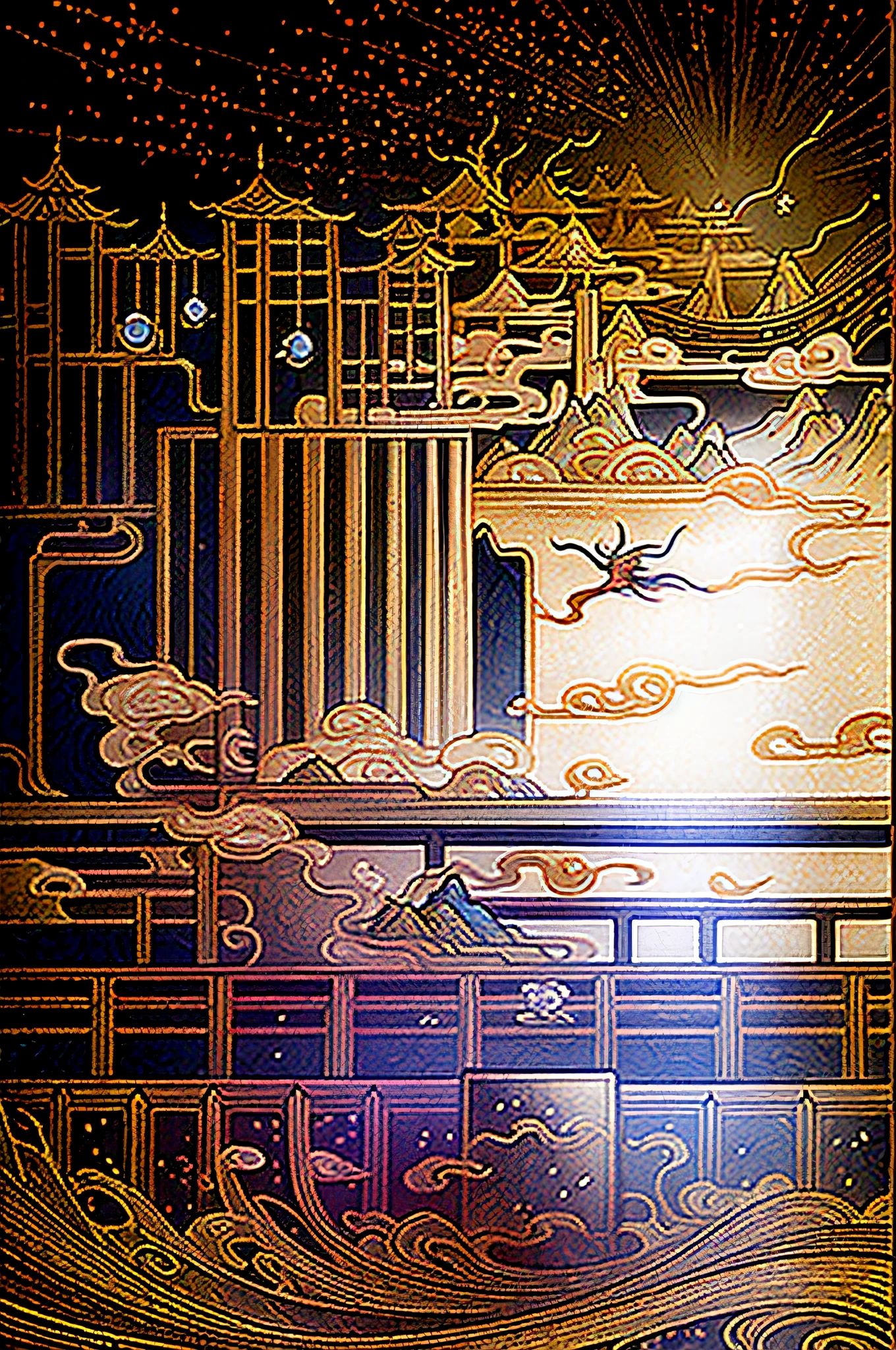 An old Chinese painting，Ancient Chinese background，Lively old street，sunbeams，a masterpiece，super detaill，epic composition，ultra HDR，high quality，extremely detailed，Official Art，Unified 8k wallpaper，super detaill，32k -