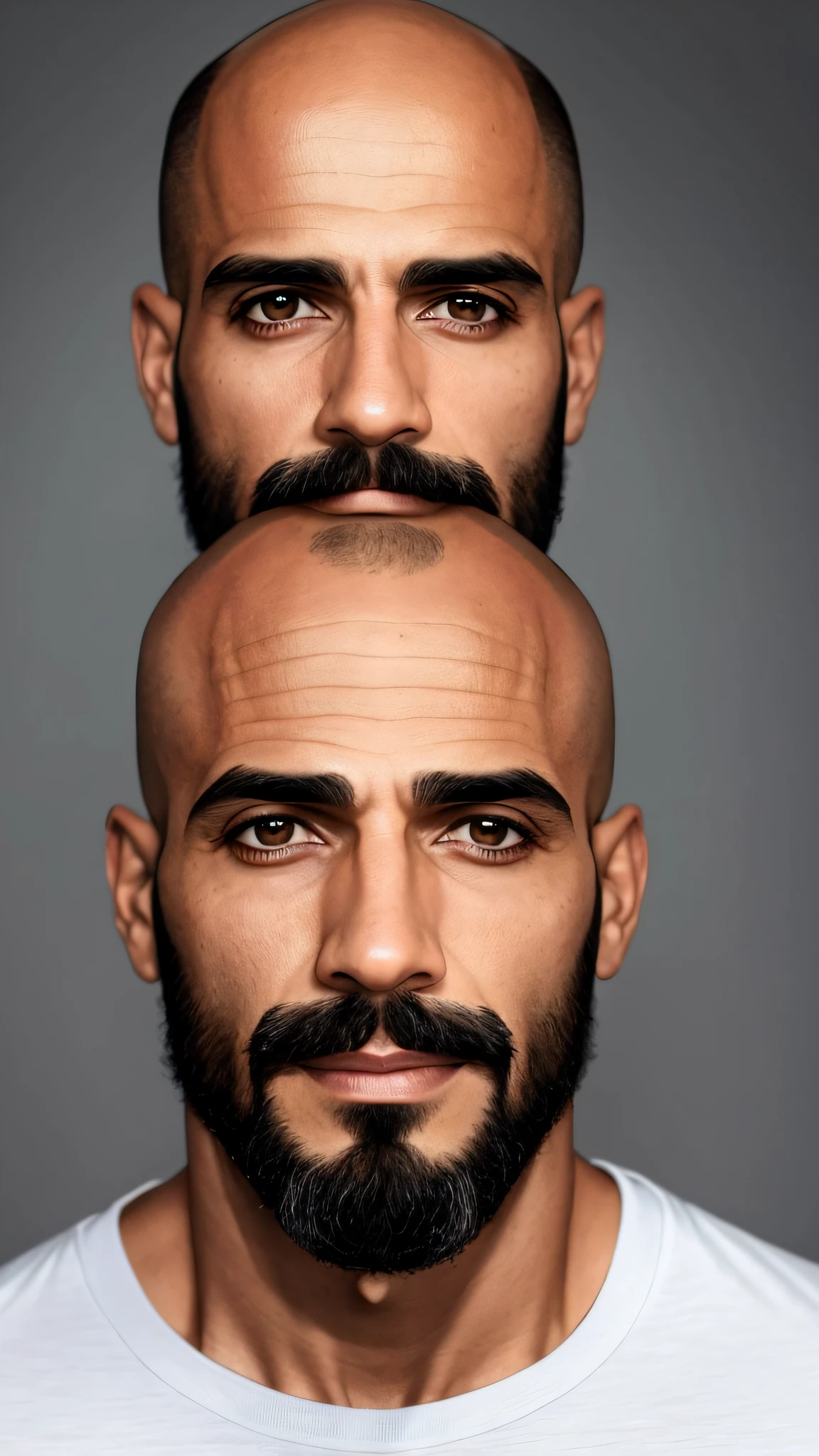 homem careca com barba e camiseta preta, latino, brasileiro, com uma barba pequena, cerca de 30 anos, foto de perfil headshot, barba pequena, sem bigode, foto de perfil profissional