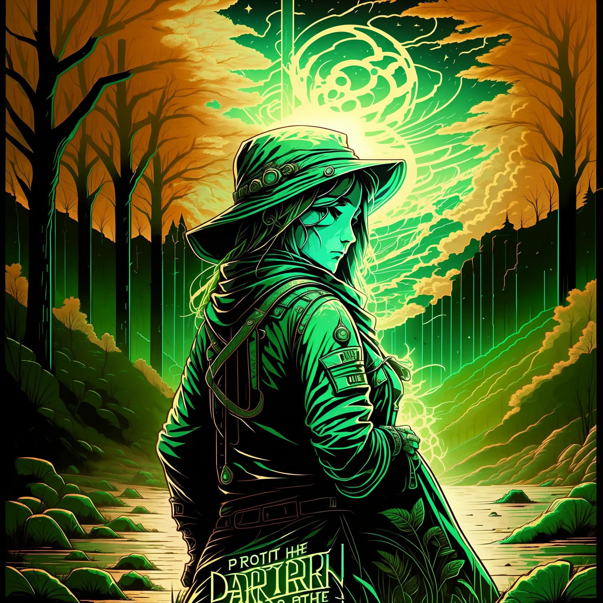 An image that represents the phrase "Protect The Land" in dark style --auto --s2