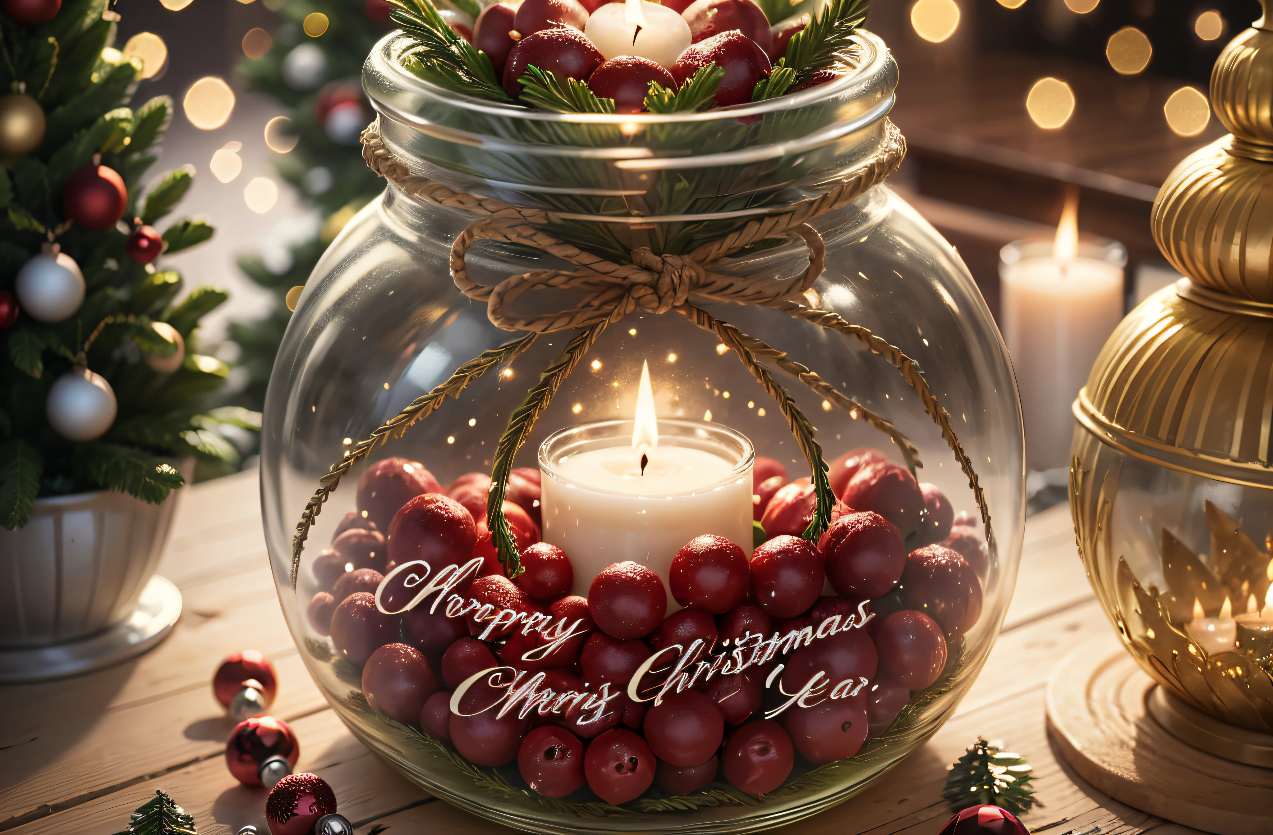 Merry Christmas and happy new year concept, Close up, Elegant Christmas tree in glass jar decoration. --auto --s2