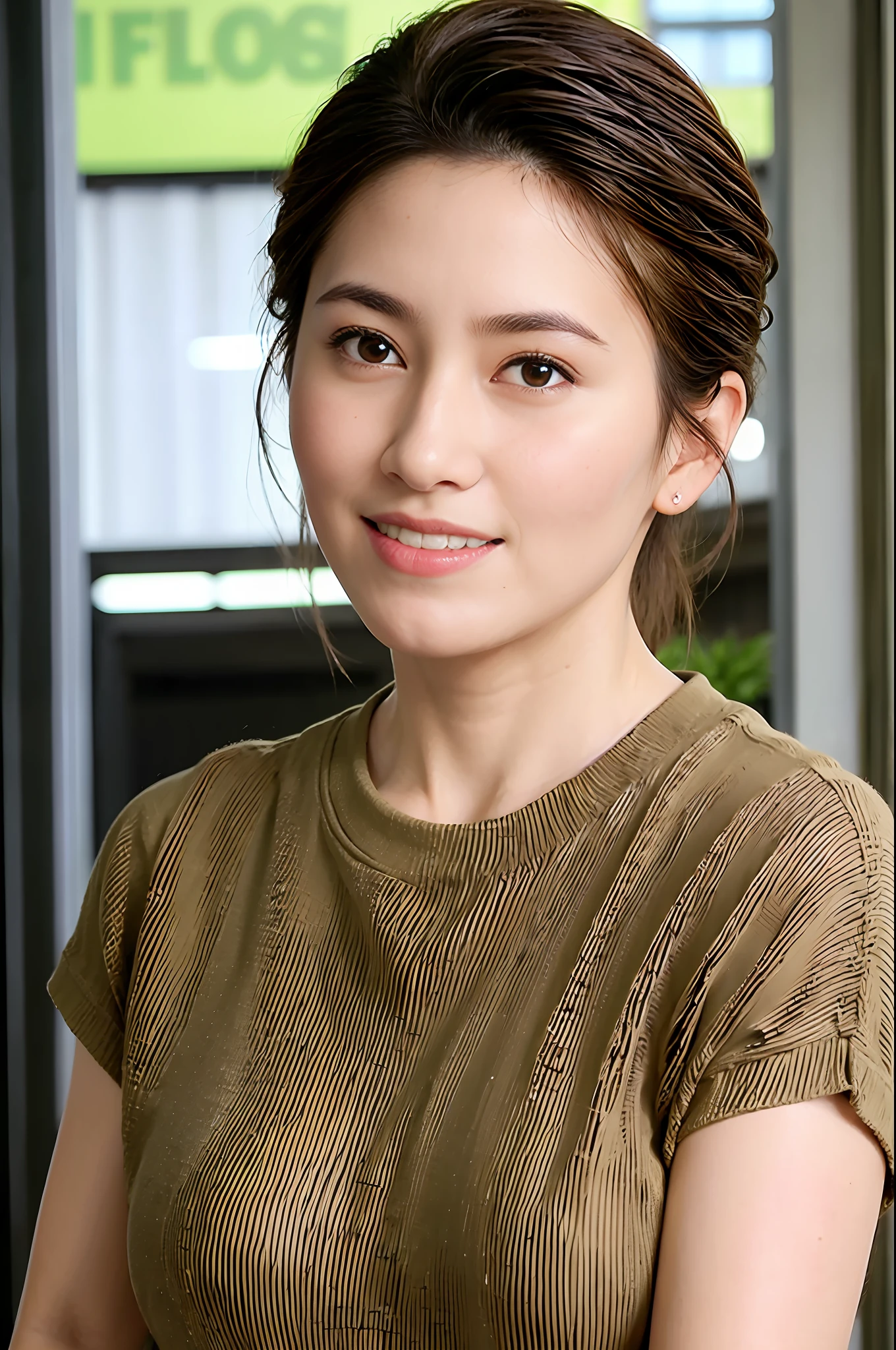 (supermarket:1), afternoon, doctor dressing, light brown fringe short hair, light brown eyes, 1girl, innocent, (photorealistic), (intricate details:1.2),(masterpiece, :1.3),(best quality:1.4), (ultra highres:1.2), ultra high res, (detailed eyes), (detailed facial features), HDR, 8k resolution, (lens flare:0.7), turn around, busy on examine report, face viwer