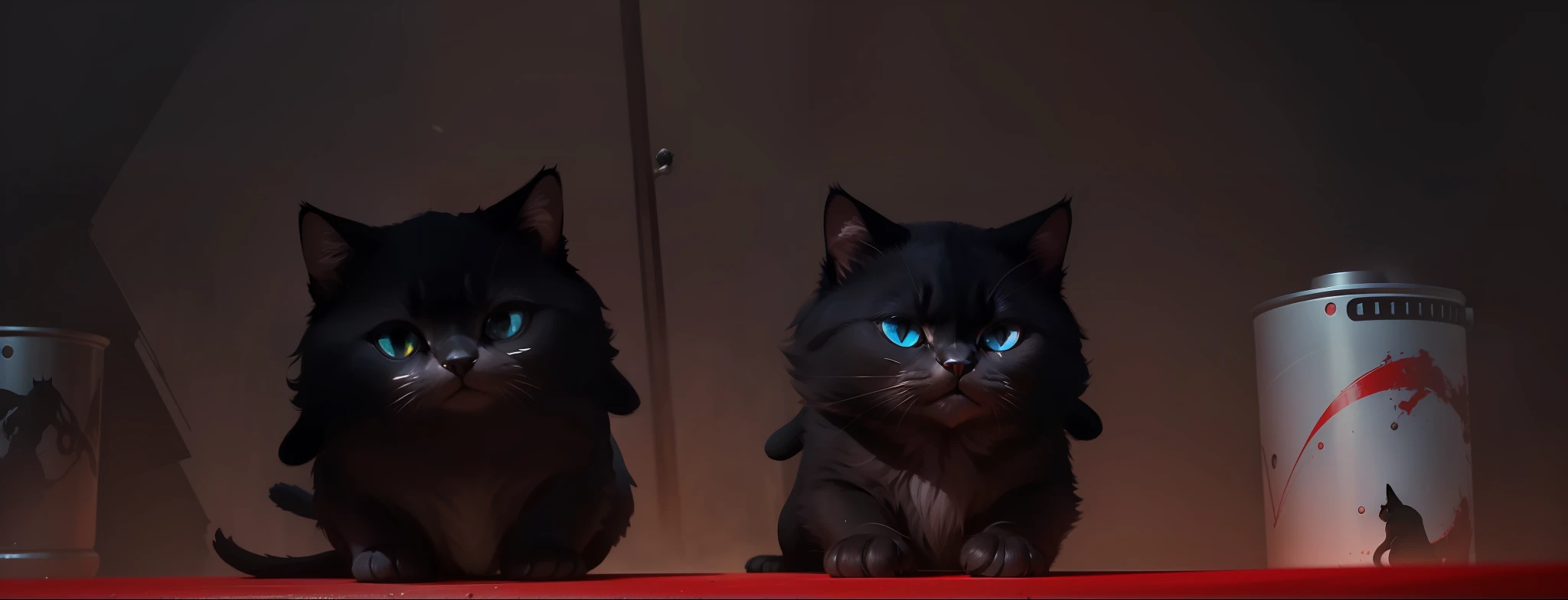 black cat holding a pistol with 2 hands, 4k Detailed, low angle