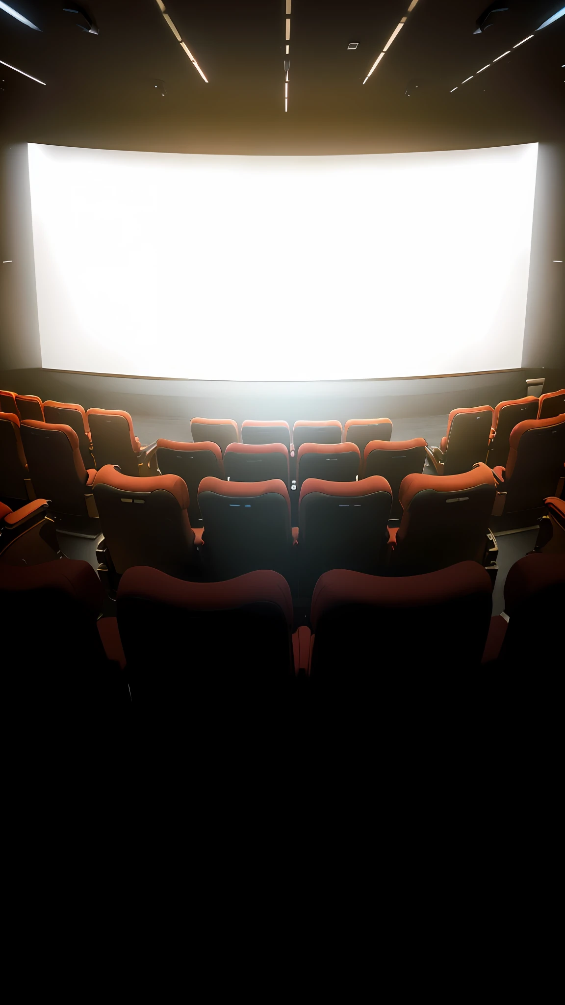 there are many chairs in the theater with a projector screen, cinematic screen, realistic cinema 4 d render, perfect cinematic light, background in a cinematic, imax 7 0 mm. octane 3 d render, photo of the cinema screen, cinematographic wide angle shot, cinematic view from lower angle, cinematic imax shot, in a cinema, cinematic movie image, cinema, imax render