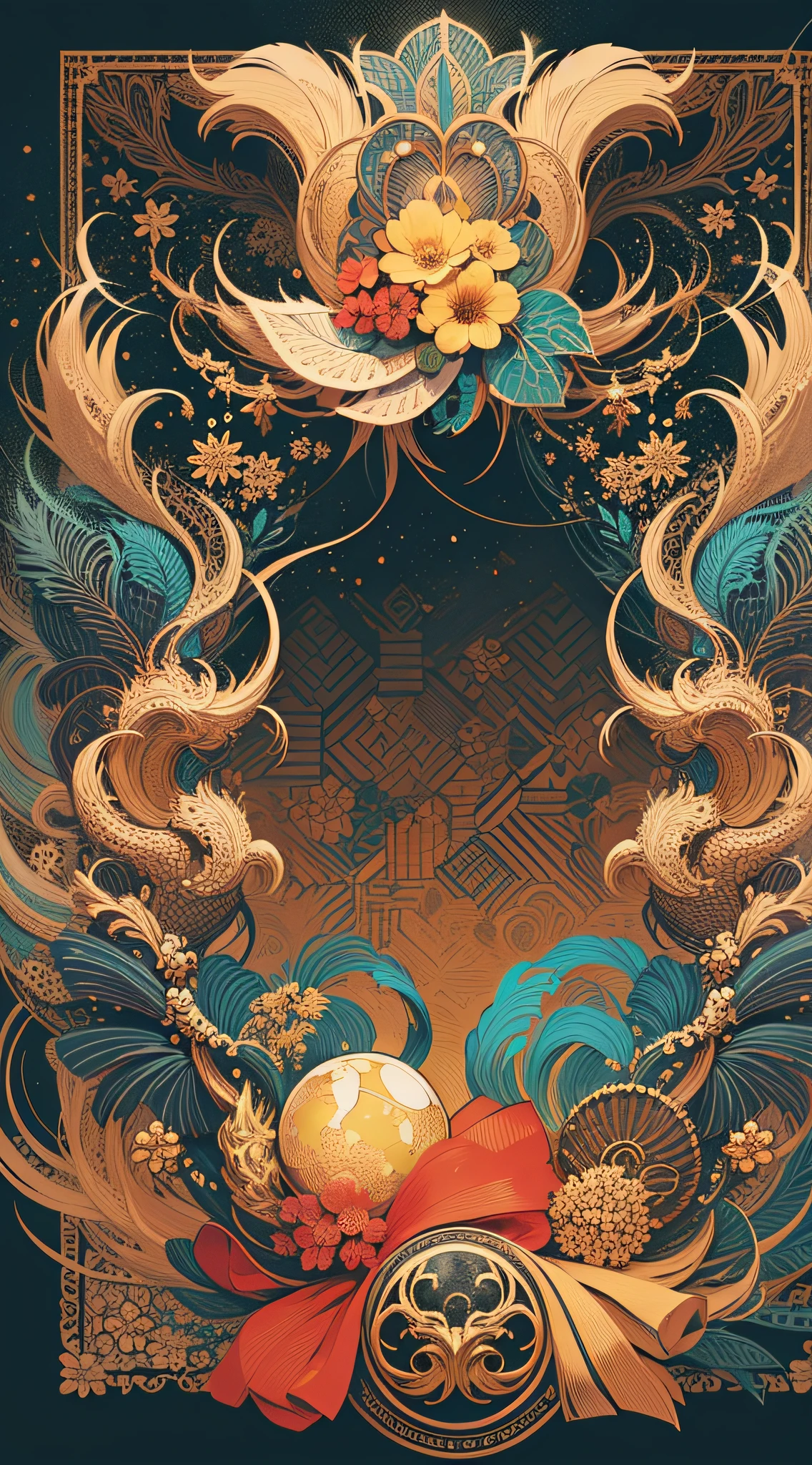 hyper-detailed and beautifully intricate vector art external frame with detailed decorations, colorful and random patterns
