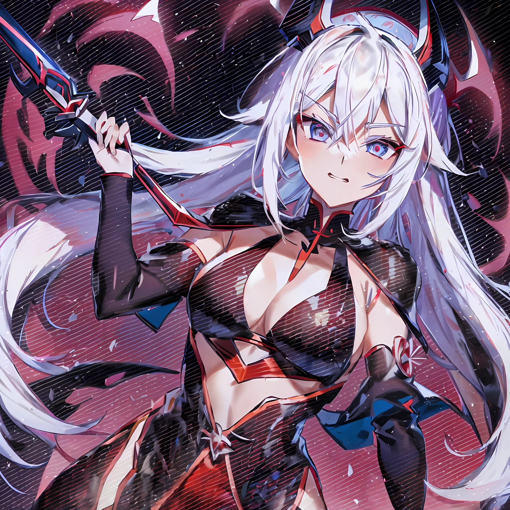 anime girl with white hair and black outfit holding a sword, white haired deity, demon anime girl, attractive matoi ryuko, best anime 4k konachan wallpaper, ryuko matoi, ayaka genshin impact, anime style like fate/stay night, zerochan art, mika kurai demon, badass anime 8 k, :: rossdraws