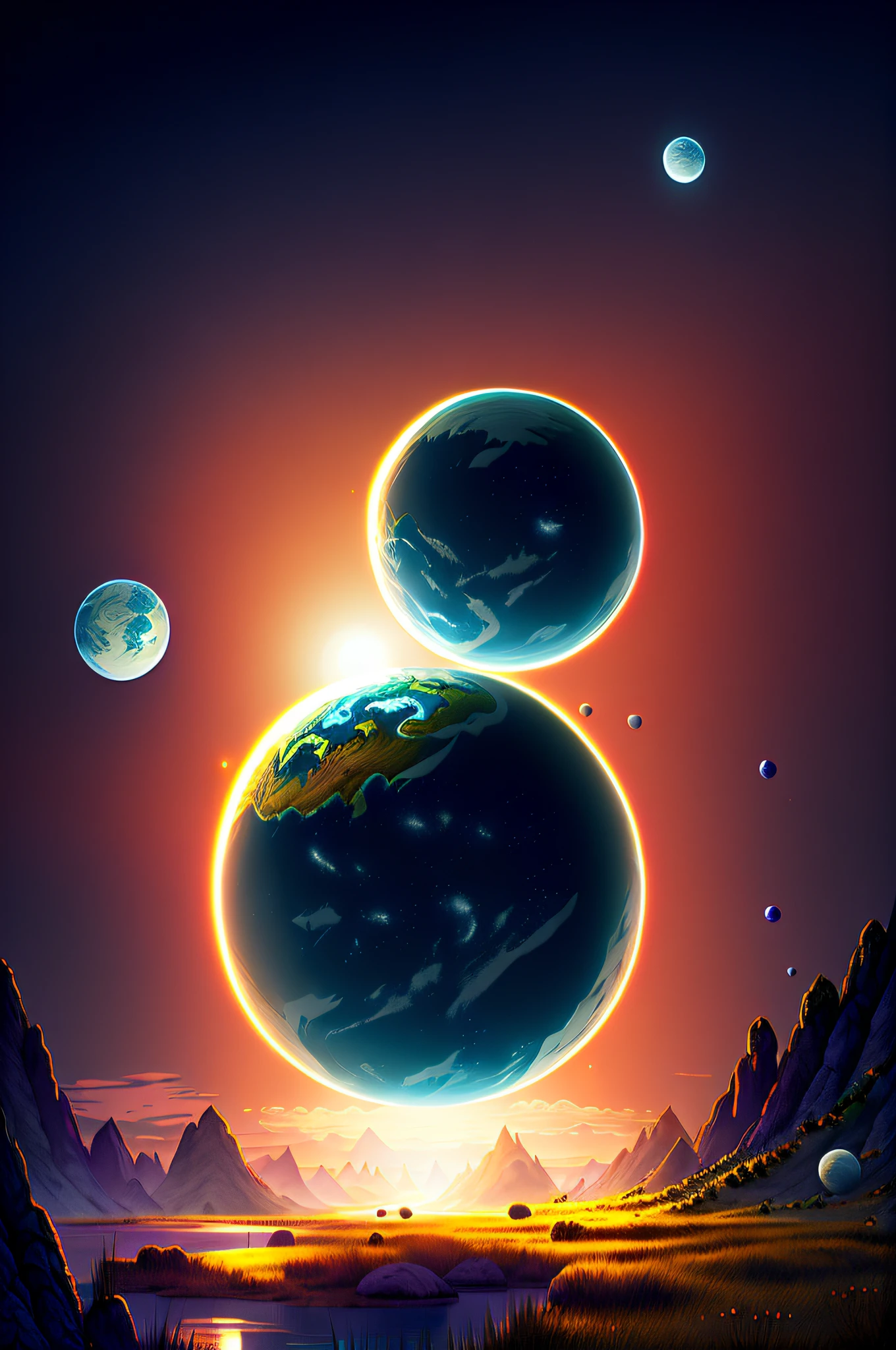 estilo mdjrny-v4 planeta Terra no cosmos, colorful marbles, rendering, rembrandt, cgsociety, Artstation Trends, altamente detalhado, 4k