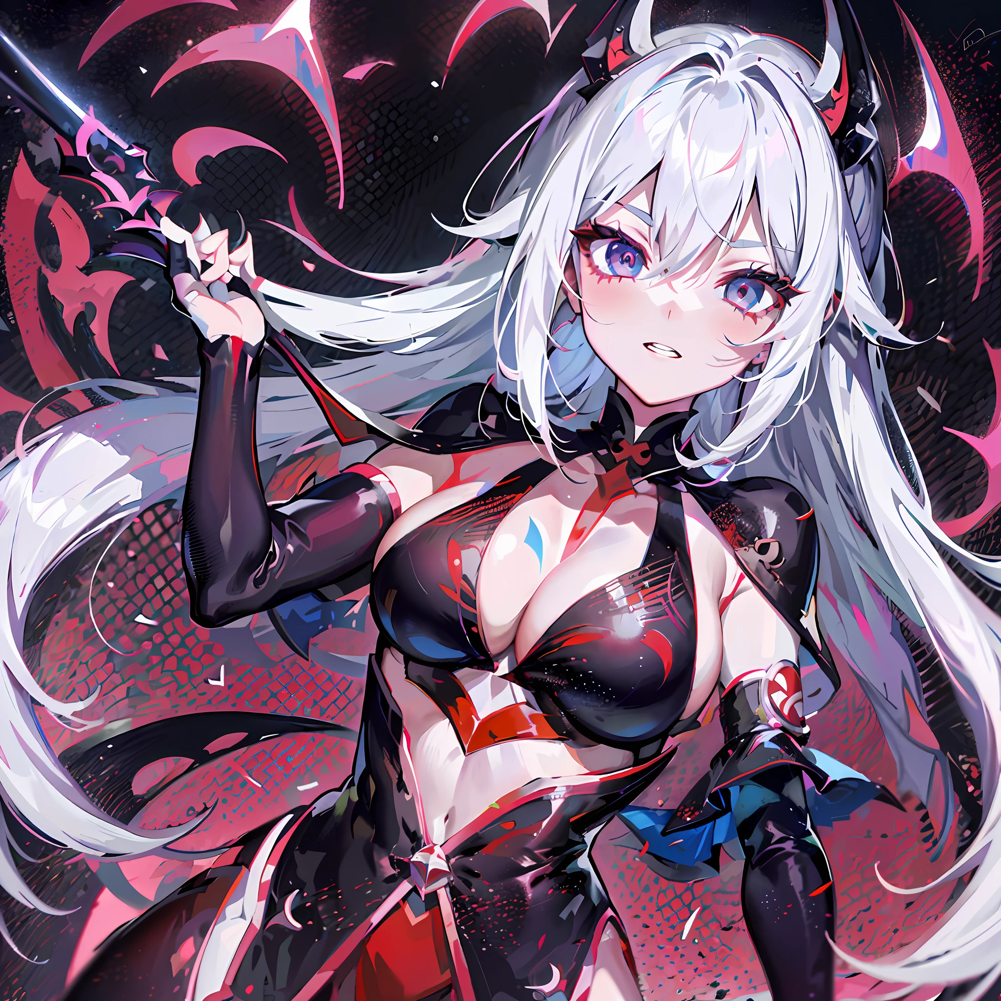 anime girl with white hair and black outfit holding a sword, white haired deity, demon anime girl, attractive matoi ryuko, best anime 4k konachan wallpaper, ryuko matoi, ayaka genshin impact, anime style like fate/stay night, zerochan art, mika kurai demon, badass anime 8 k, seductive anime girl, :: rossdraws