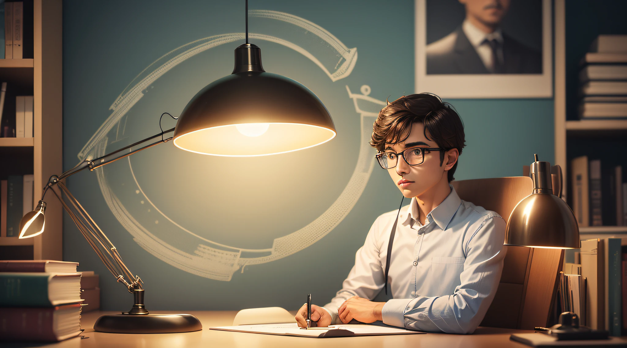 pessoa em escritorio como criar uma microempresa de sucesso,lamp as idea and creation ,imagem publicitria --auto --s2