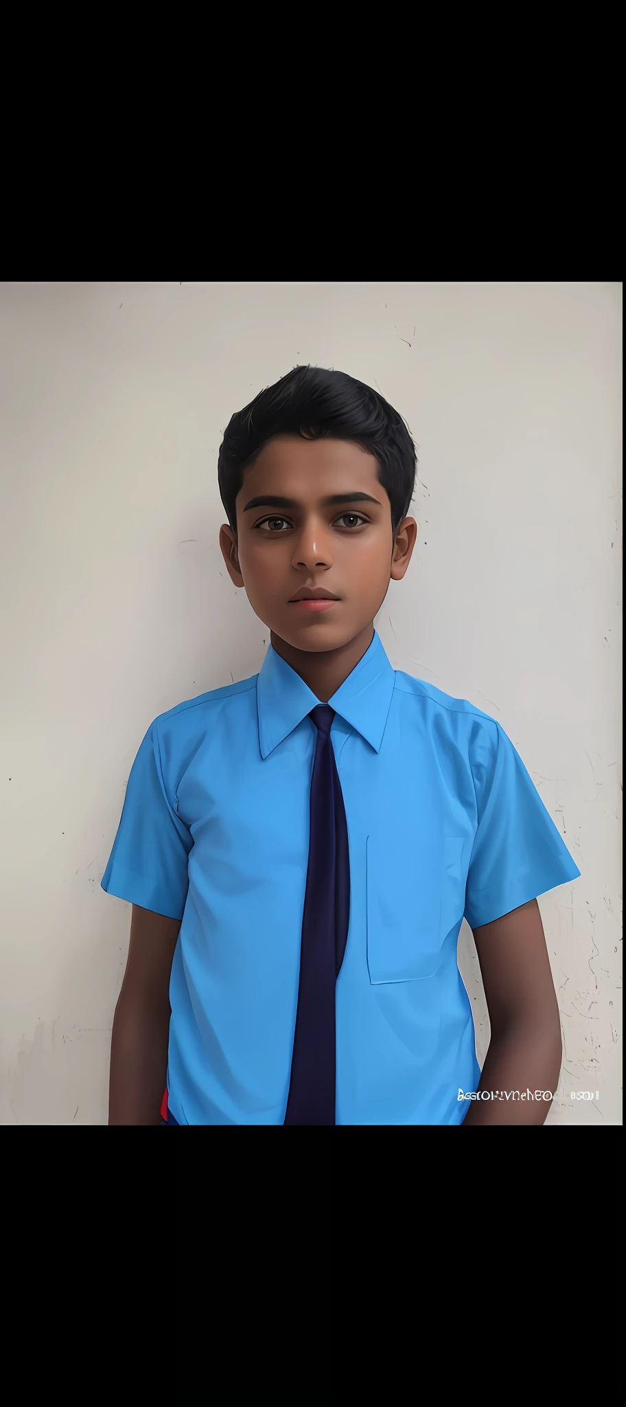 there is a young boy wearing a blue shirt and a blue tie, jayison devadas, riyahd cassiem, young commoner, vinayak, young boy, portait image, ayan nag, vastayan, ismail, aged 13, student, mohamed chahin, around 1 , protrait, boy with neutral face, full protrait