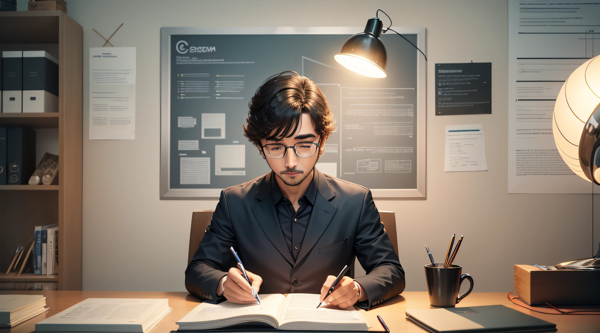 pessoa em escritorio como criar uma microempresa de sucesso,lamp as idea and creation ,imagem publicitria --auto --s2