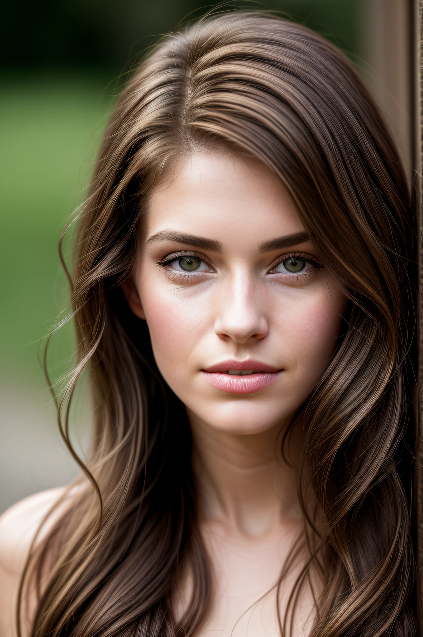 a portrait photograph of a beautiful ((25 year old)) woman, award winning photo, best quality, portrait by annie leibovitz, canon 5d mark ii, film, professional photograph, (rich colors:1.1), hyper realistic, lifelike texture, (natural lighting:1.1), (Canon EF 85mm f/1.4L IS USM)