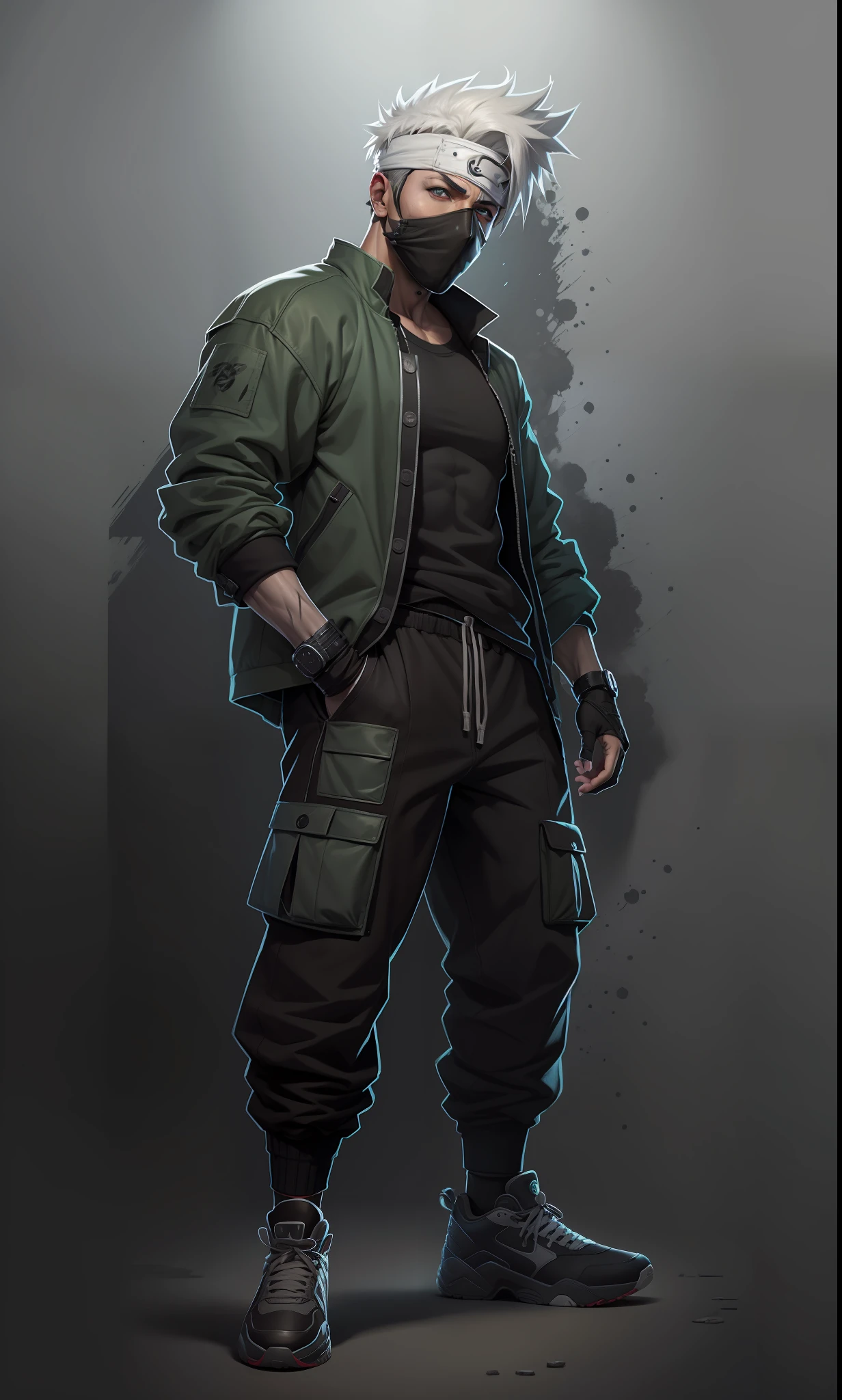 Kakashi estilo street wear, colorido, cores vivas, pintura digital, sem contornos, sem line art --auto --s2