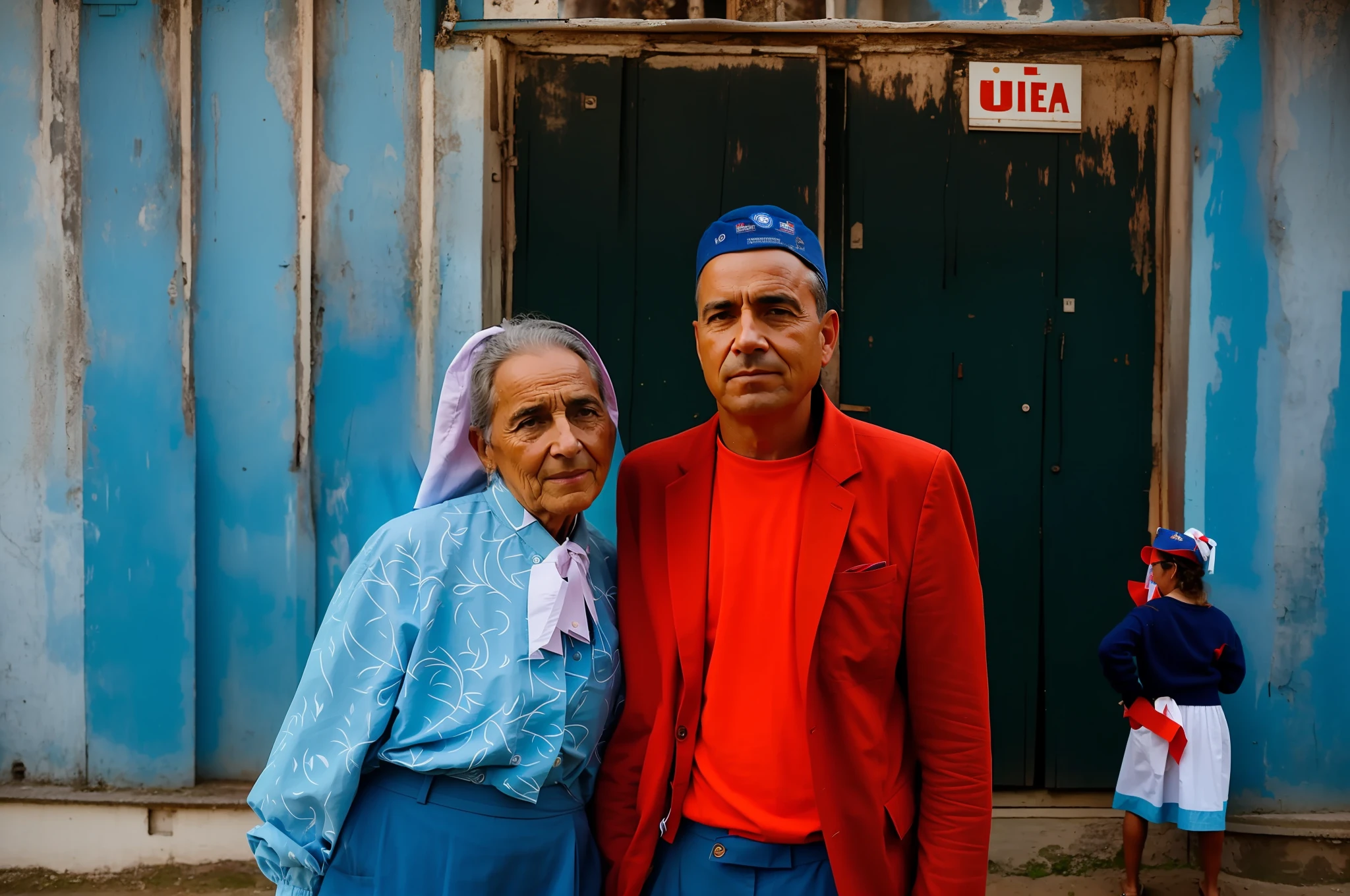 there is a man and woman standing next to each other, foto retrato, happy photo essay