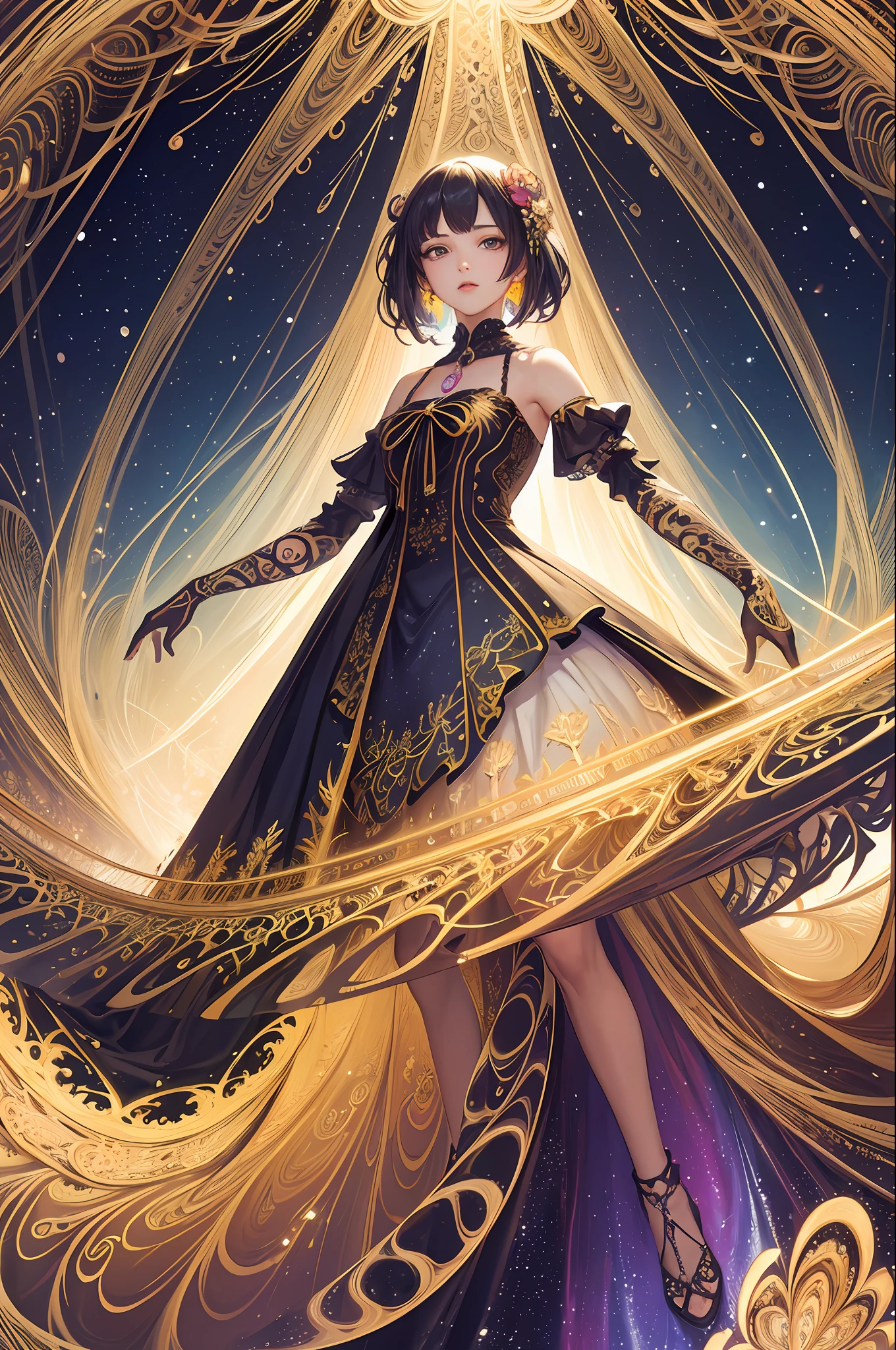 (masterpiece, top quality, best quality, official art, beautiful and aesthetic:1.2), (1girl),light painting, (long exposure:1.2),dynamic streaks, extreme detailed,(fractal art:1.3),colorful,highest detailed,chiffon dress,jewelry,flower,fairy,upper body