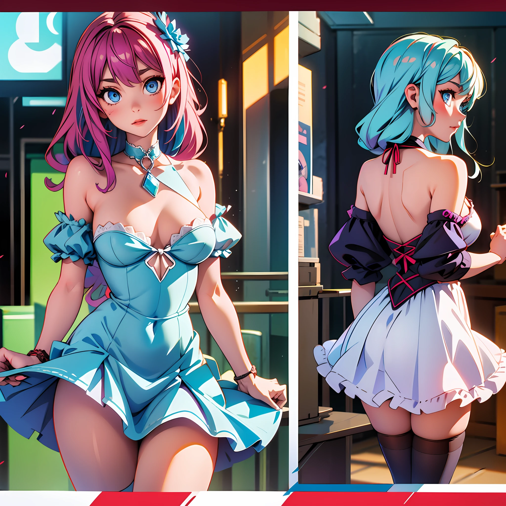 Revealing dresses、Blue eyes、Back out、Transverse breasts --auto --s2