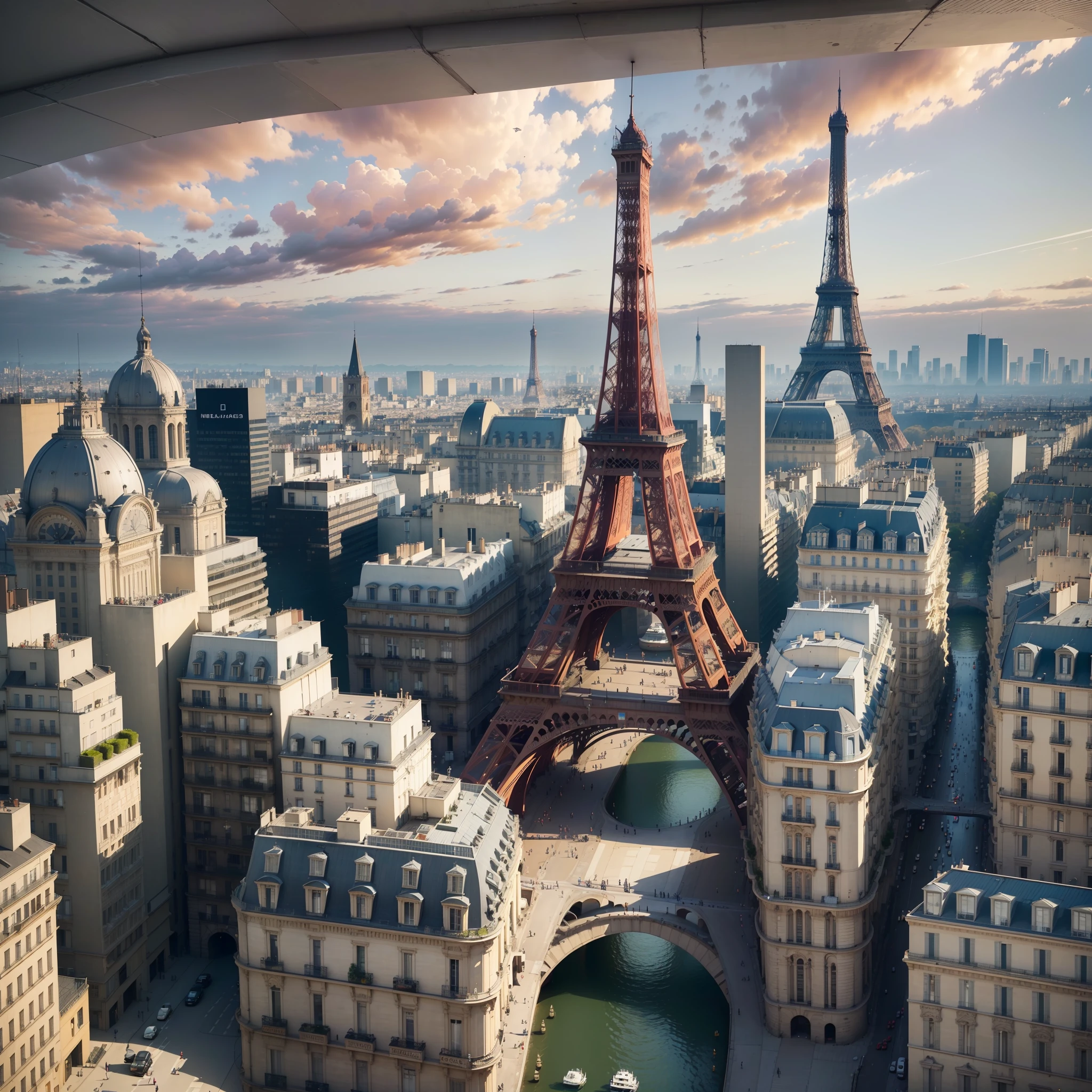 (obra-prima)),((melhor qualidade)),((detalhe alto)),((realista,)) Paris France, desfiladeiros profundos no meio, Architectural streets, bazares, pontes, dias chuvosos, steampunk, arquitetura futurista --auto --s2