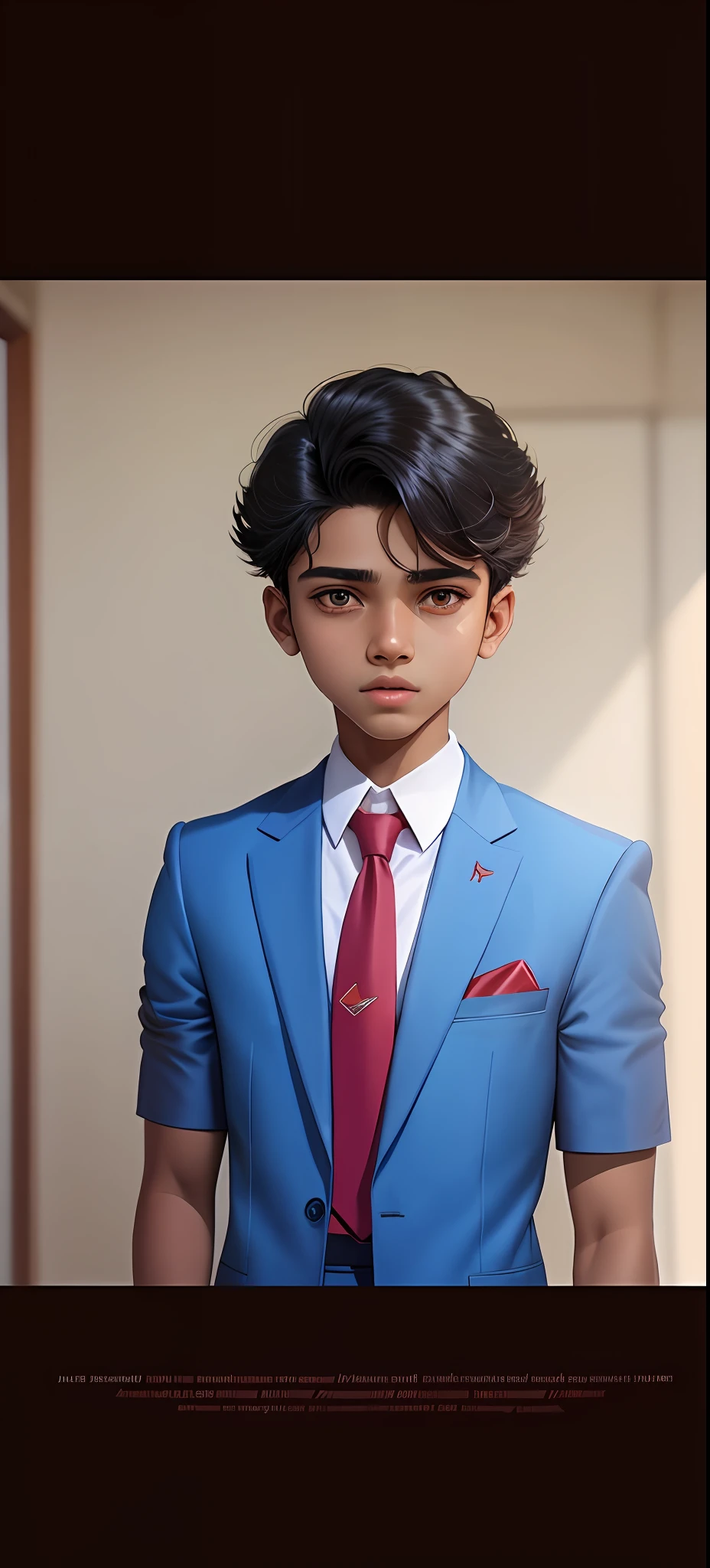there is a young boy wearing a red shirt and a red tie, jayison devadas, riyahd cassiem, young commoner, vinayak, young boy, ayan nag, portait image, vastayan, ismail, , student, mohamed chahin, around 1 9 years oait, boy with neutral face, full protrait