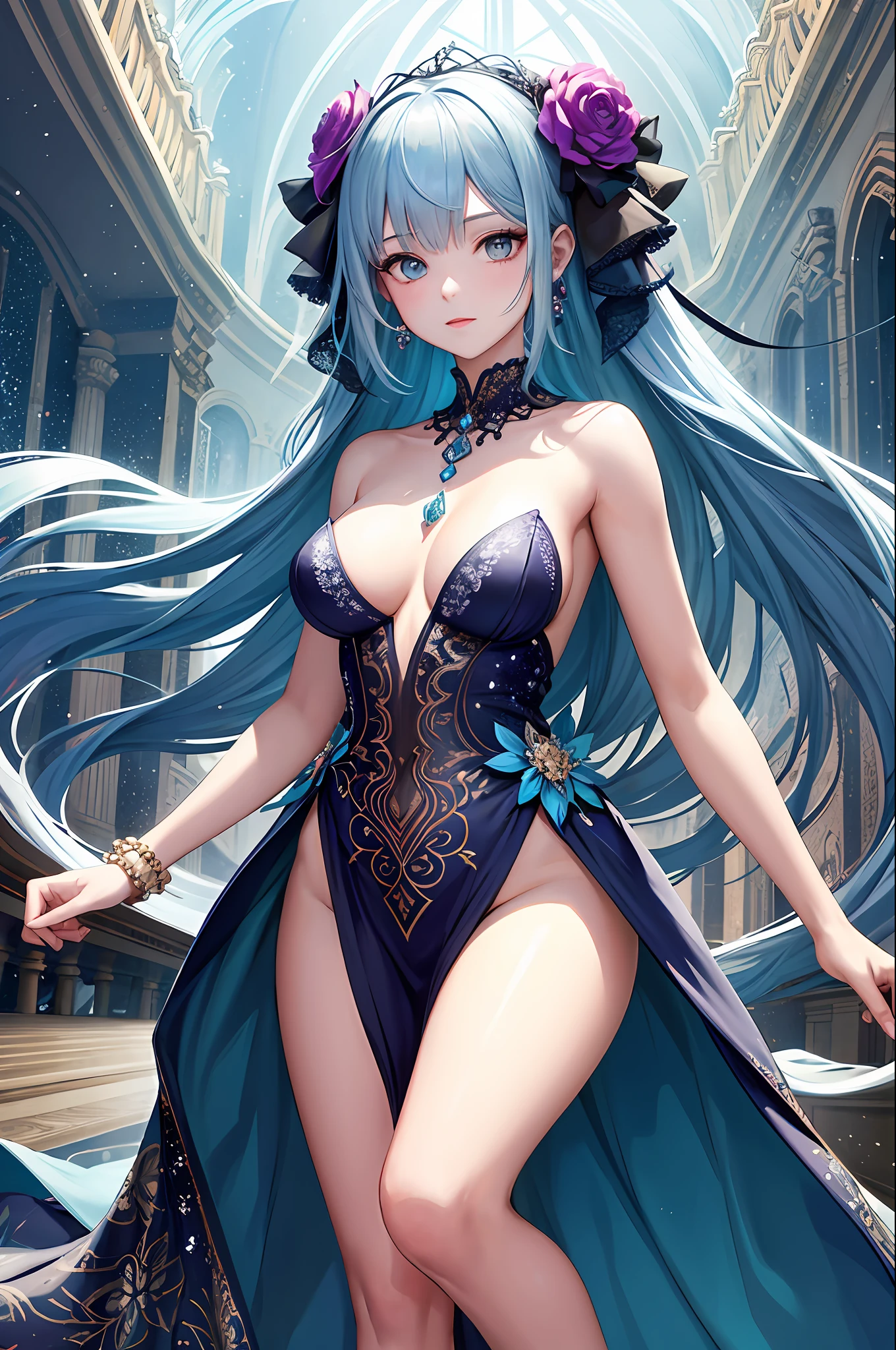（a masterpiece，Top Quality，Bestquality，Official Art，Beauty and aesthetics：1.2），（Girls nude girls 1 pc），light painting，（long exposure：1.2），dynamic streaks，extremely detailed，（fractal art：1.3 pcs），colorfully，Most detailed,Chiffon dress,jewelry,floral,a fairy,veil，All over body