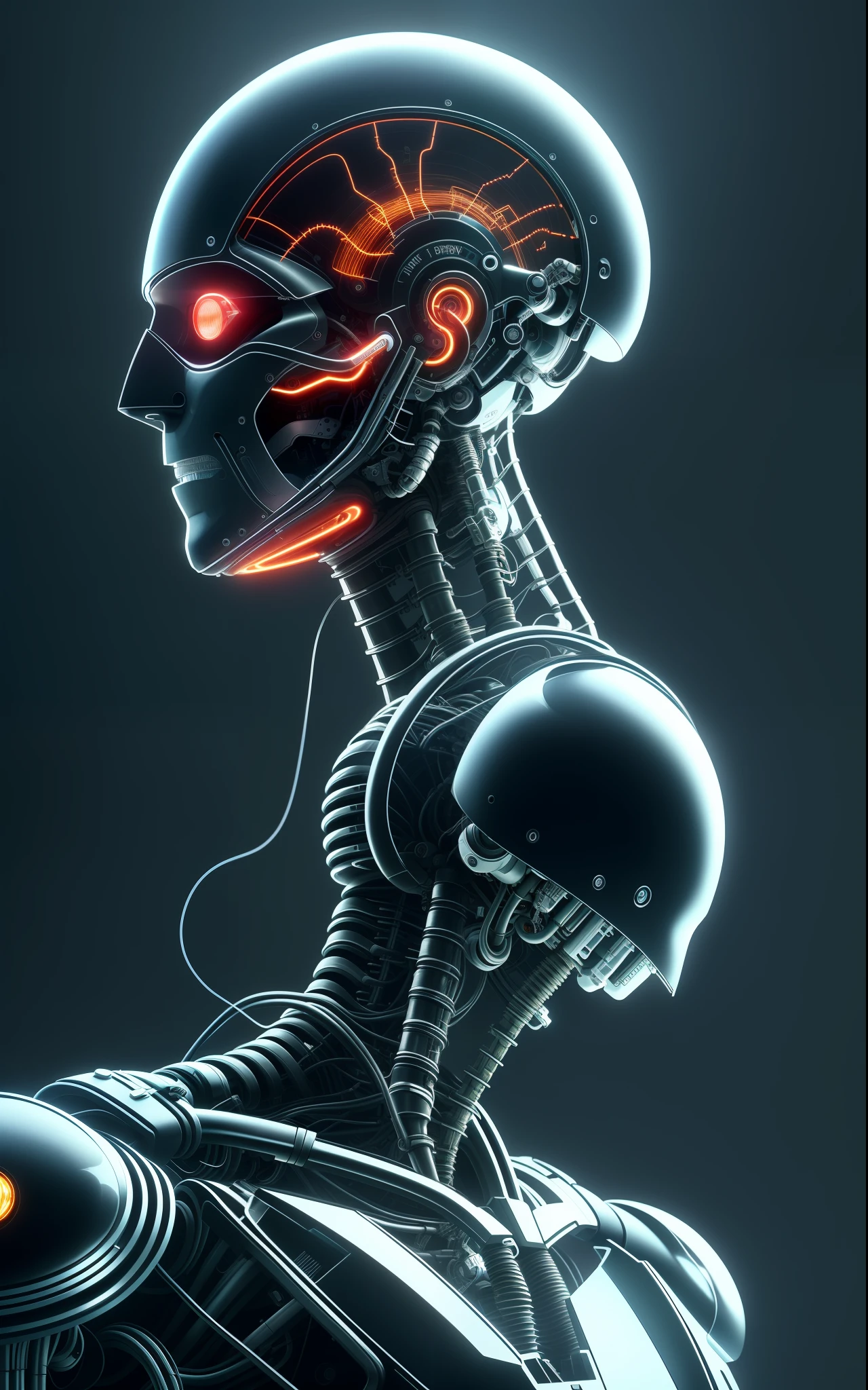 complex 3d render ultra detailed of a beautiful profile a boy android face, cyborg, robotic parts, 150 mm, beautiful studio soft light, rim light, vibrant details, luxurious cyberpunk, hyperrealistic, anatomical, facial muscles, cable electric wires, microchip, elegant, beautiful background, octane render, H. R. Giger style, 8k, best quality, masterpiece, illustration, an extremely delicate and beautiful, extremely detailed ,