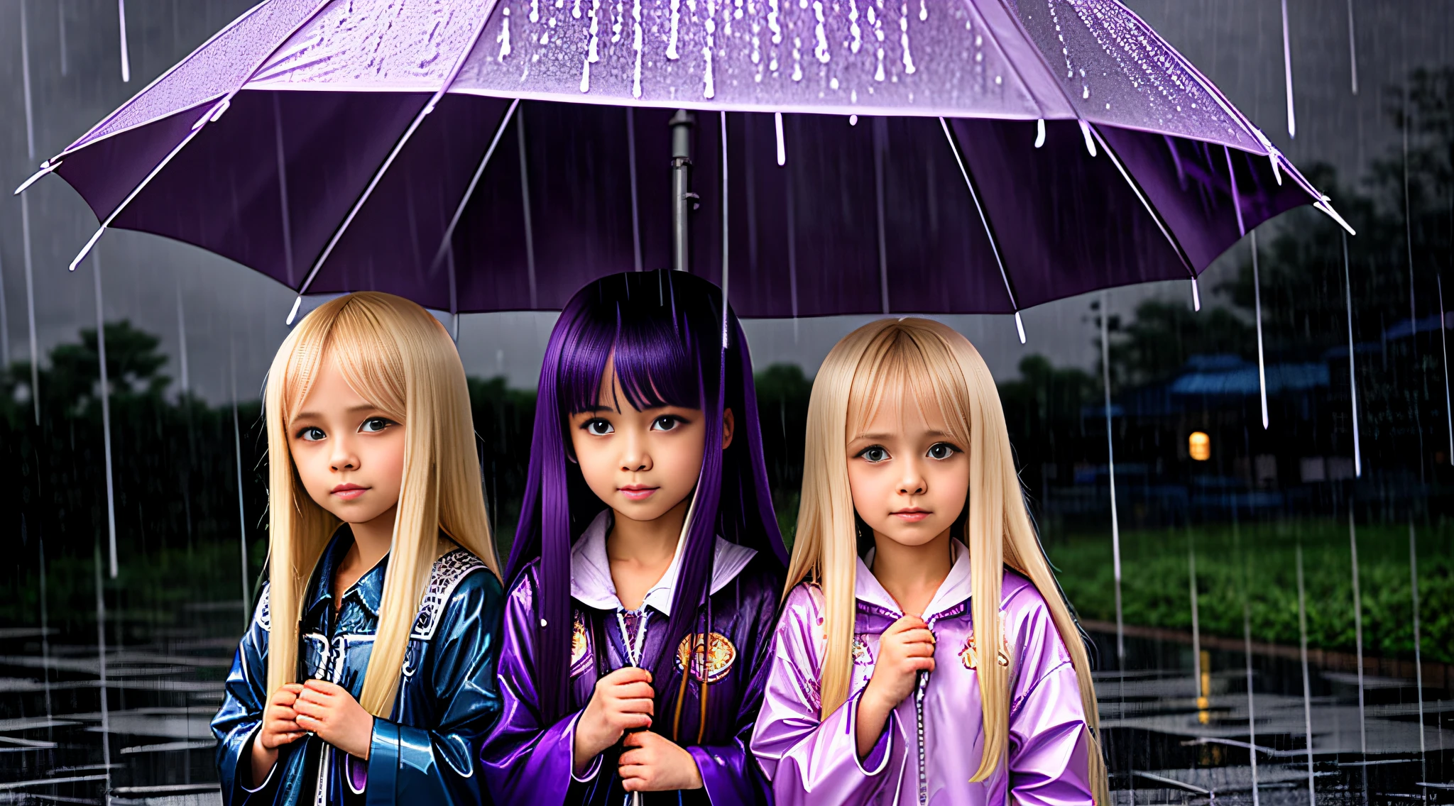 3 girls Russian with 10 yearsONG STRAIGHT HAIR blonde, PORTRAIT STYLE, in the rain with purple light, rain, anime art wallpaper 8 k, bright dark rain, anime wallpaper 4k, tears in the rain, anime art wallpaper 4 k, anime art wallpaper 4k, anime wallpaper 4k, 4k anime wallpaper, wallaper anime anime, late night rain, purple rain, atmospheric anime, rain rain portrait raining