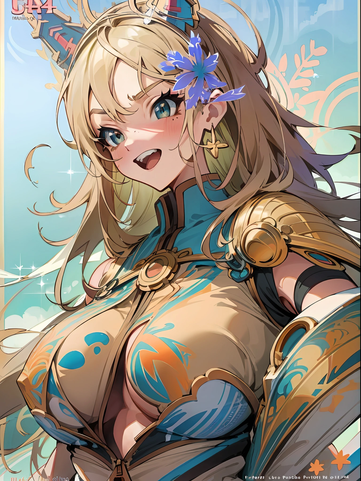 background, mixed-language_text, Japanese letters in graffit, girls, long blonde hair, excellent lighting, sidelighting, perfect ultimate (flat color: 1.3), (magazine_cover: 1.4), (multicolored_background: 1.3), striped_background, card_background, :: comix style by joe madureira :: circular pieces of white metals glued to the ultra detailed arms coming out sparkling shine, perfect and detailed, ultra detailed shirt with abstract design and with Japanese letter print in graffit of the sides of clothing, image of girls with big breast, on top of a futuristic motorcycle, with immersive effects, hover effect, background graffiti style tribal tattoo with flowers and vibrant colors, "ultra HDR" detailed and with focus effect, (masterpiece: 1.2, best quality), (beautiful eyes with huge eyelashes finely detailed: 1.2), , ((Solo)), (Finely detailed eyes and detailed face: 1.3), in various full-body attack poses, (cute background: 1.2),futuristic costume, super detailed circular metals Clinging to the arms and pants, fantastic paintings