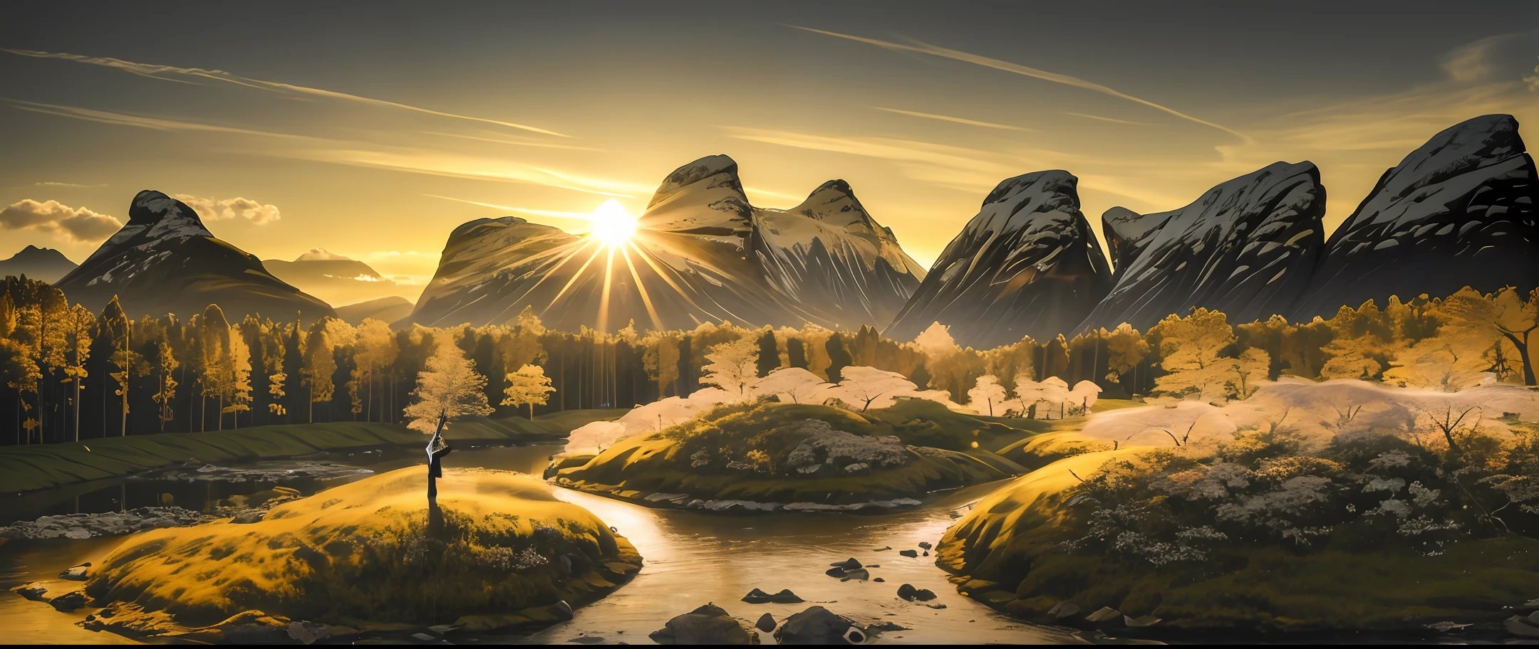 "Imagine uma cena exuberante e celestial, where heaven meets earth. Na parte superior da imagem, o sol brilha radiante, radiating rays of golden light that illuminate the entire scenery. Logo abaixo, nuvens brancas e fofas flutuam suavemente, creating a sense of peace and serenity.
No centro da imagem, Depict a human figure extending his hands to the sky, as if receiving a divine blessing. Essa figura pode ser representada como um ser de luz, com um brilho suave e delicado, emanando uma energia positiva.
Ao redor dessa figura, include symbolic elements of wealth and prosperity. This can be represented by a shower of golden coins falling from the sky, symbolizing the financial abundance God provides us. In addition, Add symbols of growth and success, like leafy trees with bright leaves and juicy fruits.
No horizonte, Add tall, modern buildings, representing progress and the potential to achieve great material achievements. These buildings can be represented as silhouettes, destacando-if against the illuminated sky.
Por fim, Enter the title "Deus nos criou para ser rico e prosperar" em letras douradas e elegantes no topo da imagem, harmonizando-if with the divine and prosperous tone of the scene.
Lembre-if that these are just suggestions and you can adjust the image as you wish. Use your creativity and let the AI of the imager bring to life your unique vision of this inspiring ebook cover."