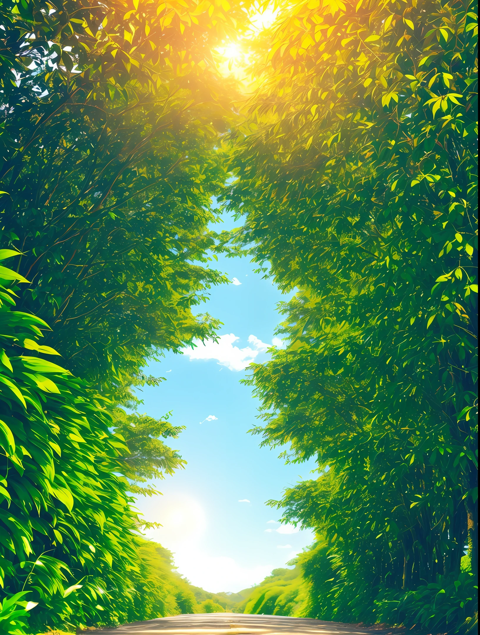 "Create a cover image for an ebook with the title 'Deus nos criou para ser rico e prosperar'. The image should convey a sense of abundance and success. Pense em elementos como moedas douradas, a bright background and symbols of growth, such as trees or leafy plants. Be creative in bringing to life the idea that we were created to thrive with God's blessing."