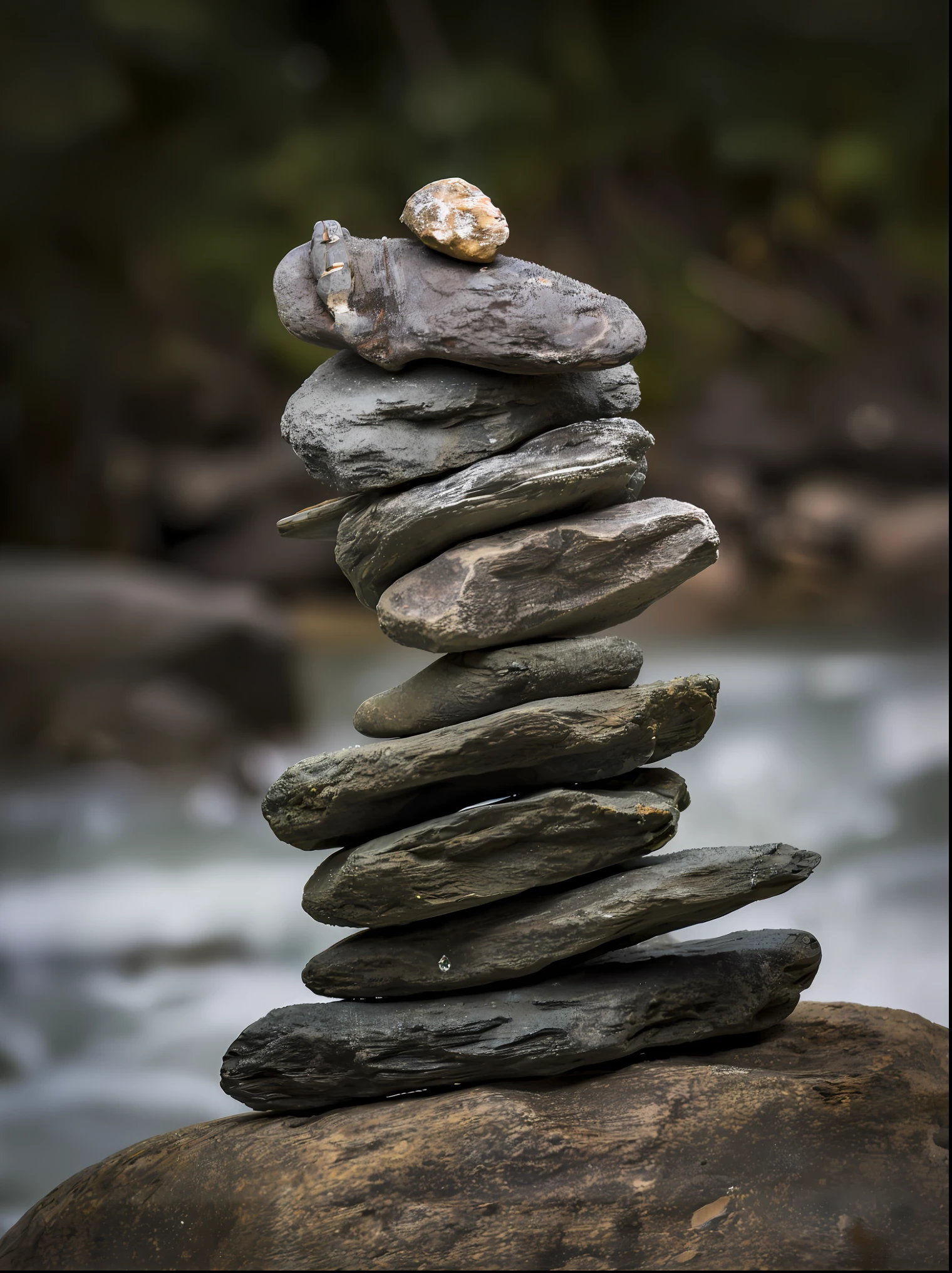 there is a stack of rocks sitting on top of a rock, Escultura feita de pedras empilhadas, balance, everything is in balance, standing pose on stones, balance composition, Saldos, balanced composition, balanceado, well balanced composition, Pedras, conquering imbalance, escultura de pedra, Obra-prima equilibrada, imagem empilhada, Rochas), powerful zen composition, Estranhas pedras levitadas, pedras flutuantes
