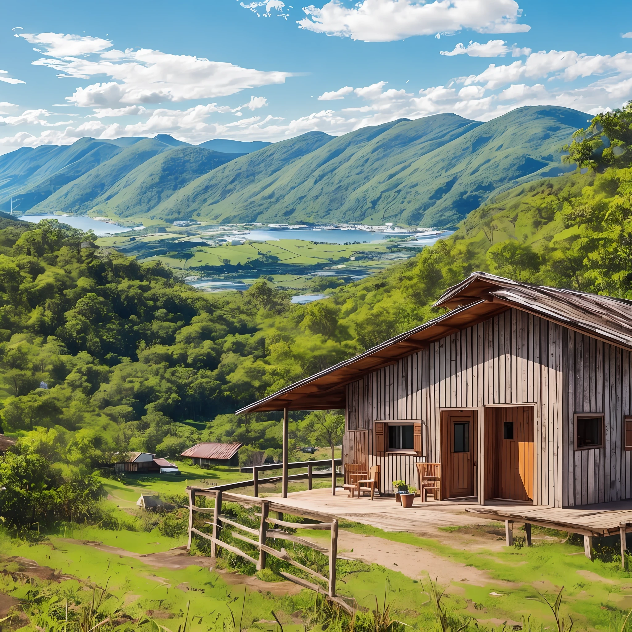 Rio, Montanhas, casa, rural, Sweden, art --auto --s2