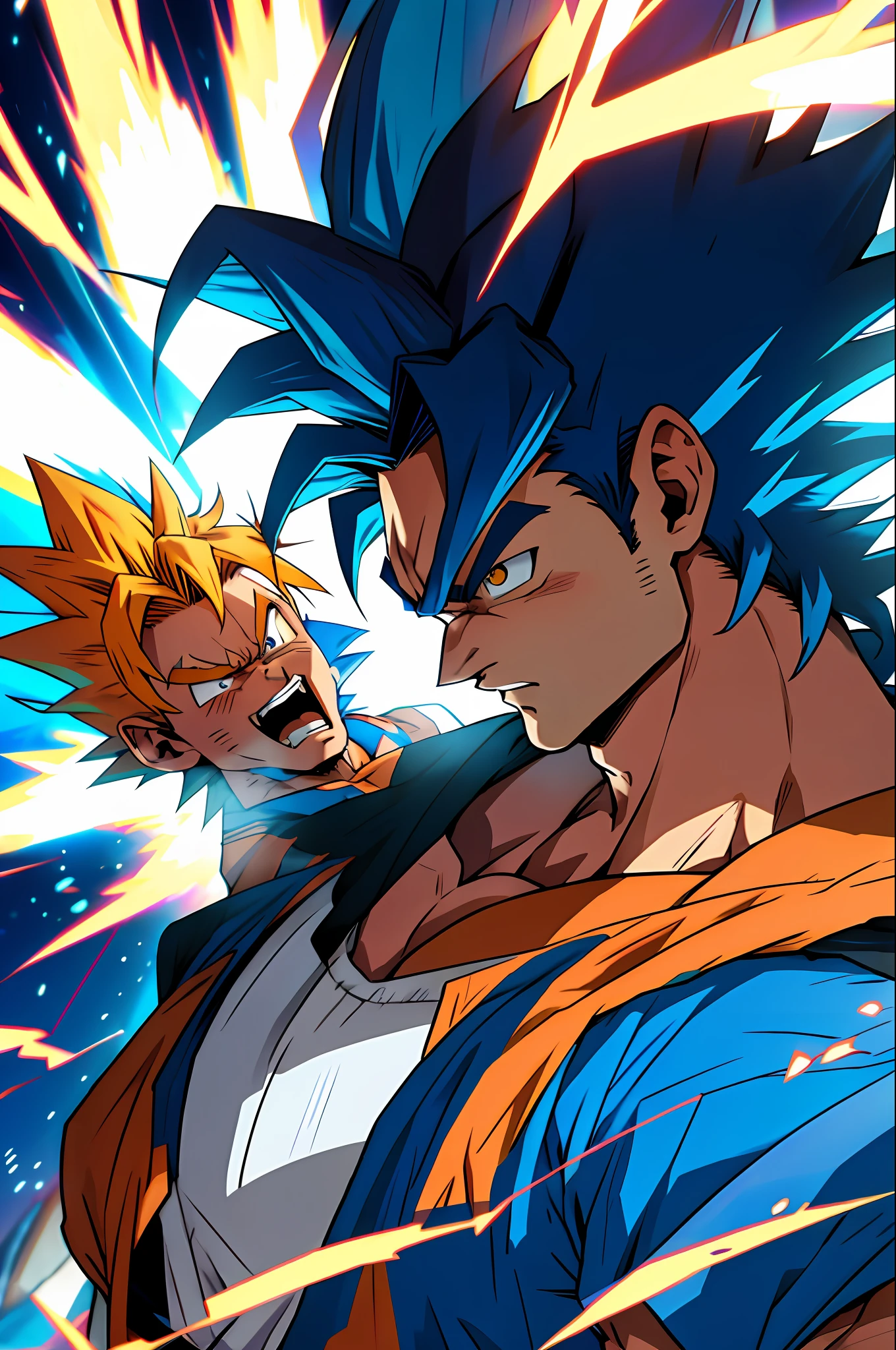 Goku como supersayajin blue, With Wolverine's head, by marvel
