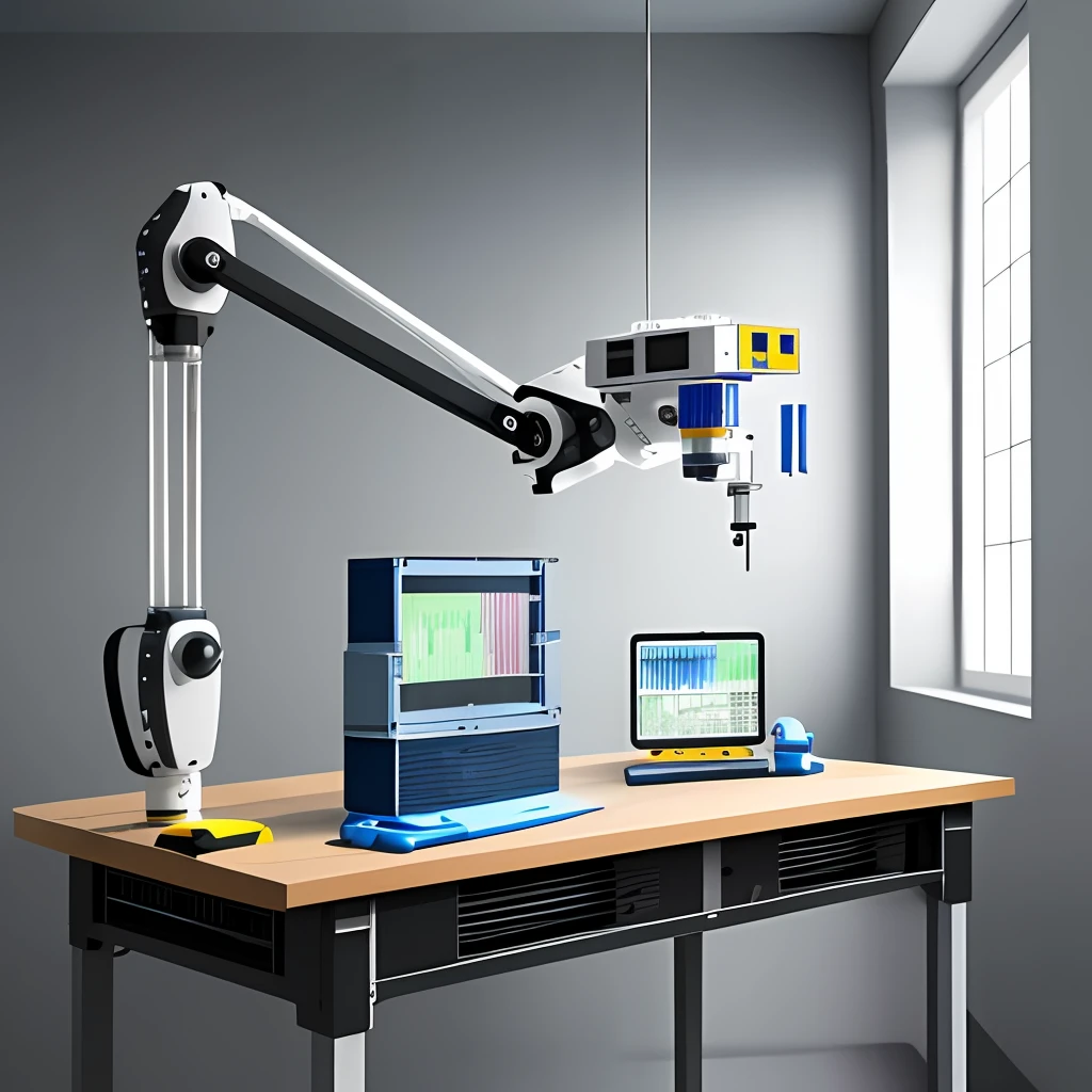 measuring instrument, scientific equipment, on table, technical, robotic platform, high precision, proroflometer, measuring lightspeed, exreme details, (high tech), laboratory background, highly detailed, 8K, 4K, amamzing quality, photoshoot, high quality photo