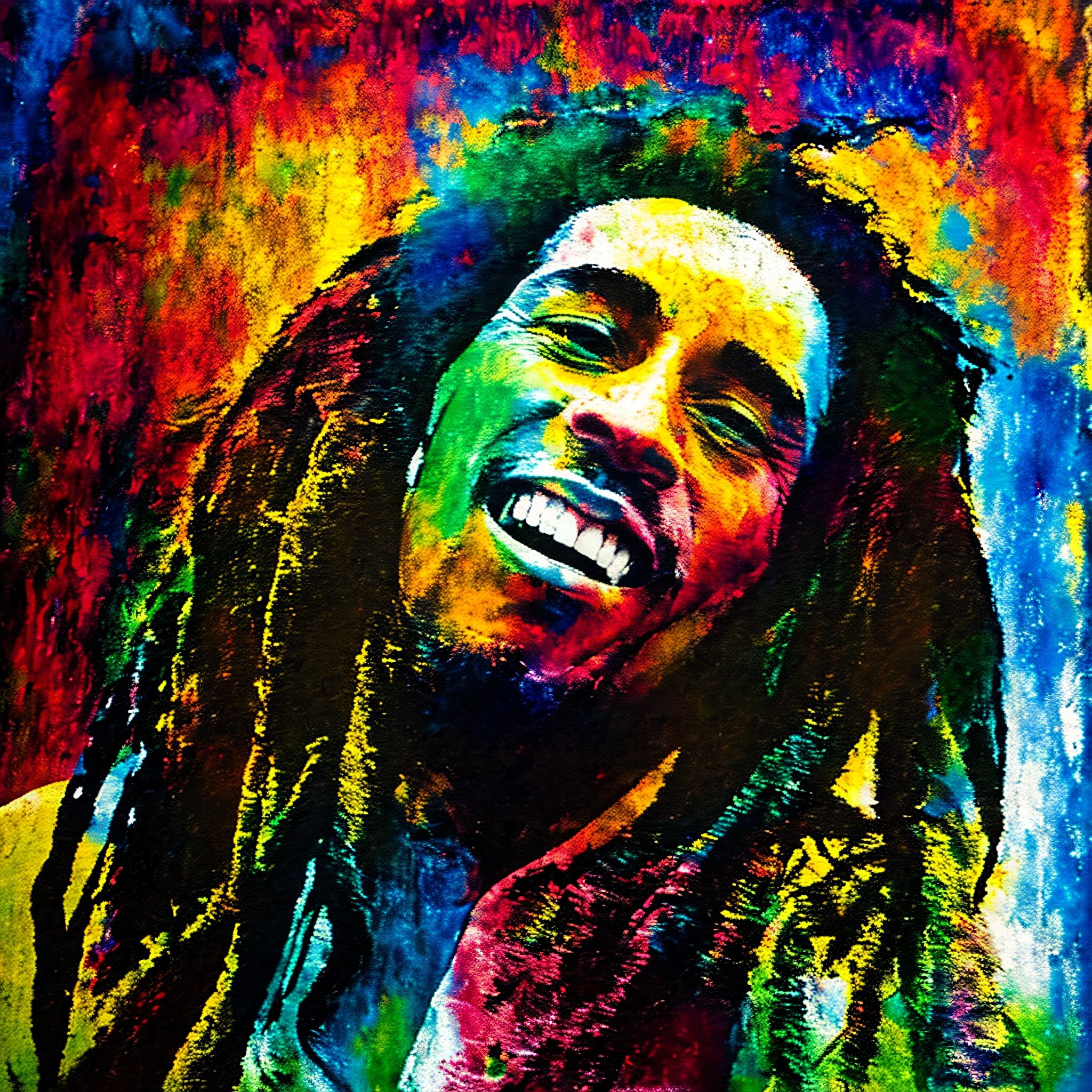 (masterpiece), Bob Marley, (air brush painting), graffiti.