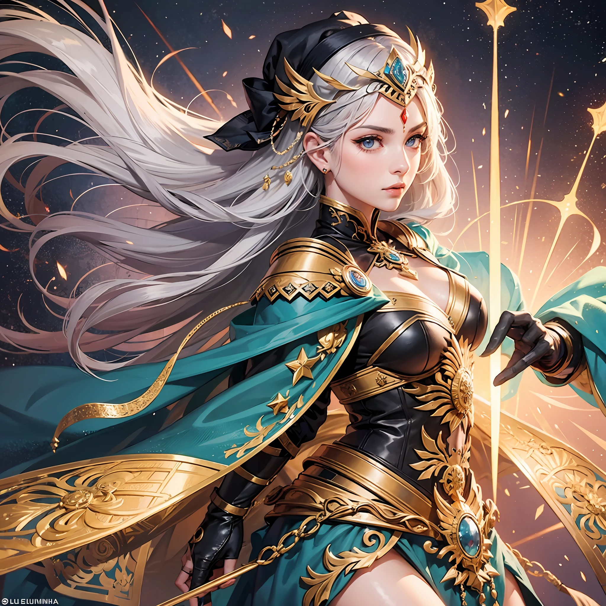 A powerful female warrior from the Ottoman Empire, seu rosto iluminado pela luz da lua cheia, sua capa ondulando ao vento. --auto --s2