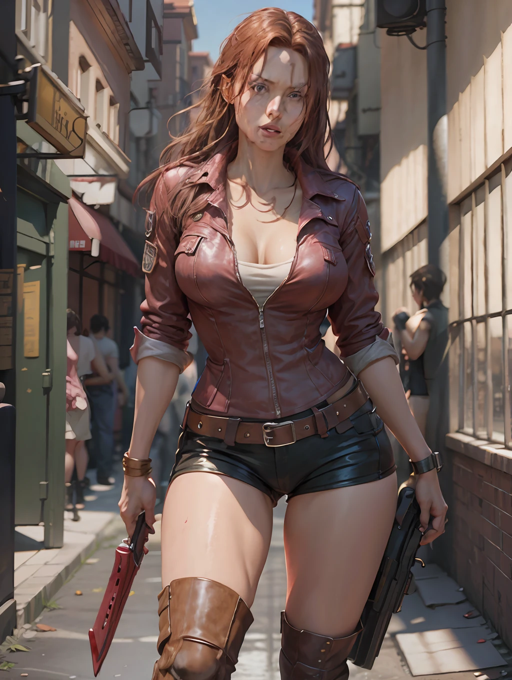 Beautiful claire redfield being Fucked by a Handsome Man Nude Full Body Pink Skin Dark Hair Realistic Detailed Face Detailed Body Highly Detailed Cgi 8k Clear Image - --auto --s2