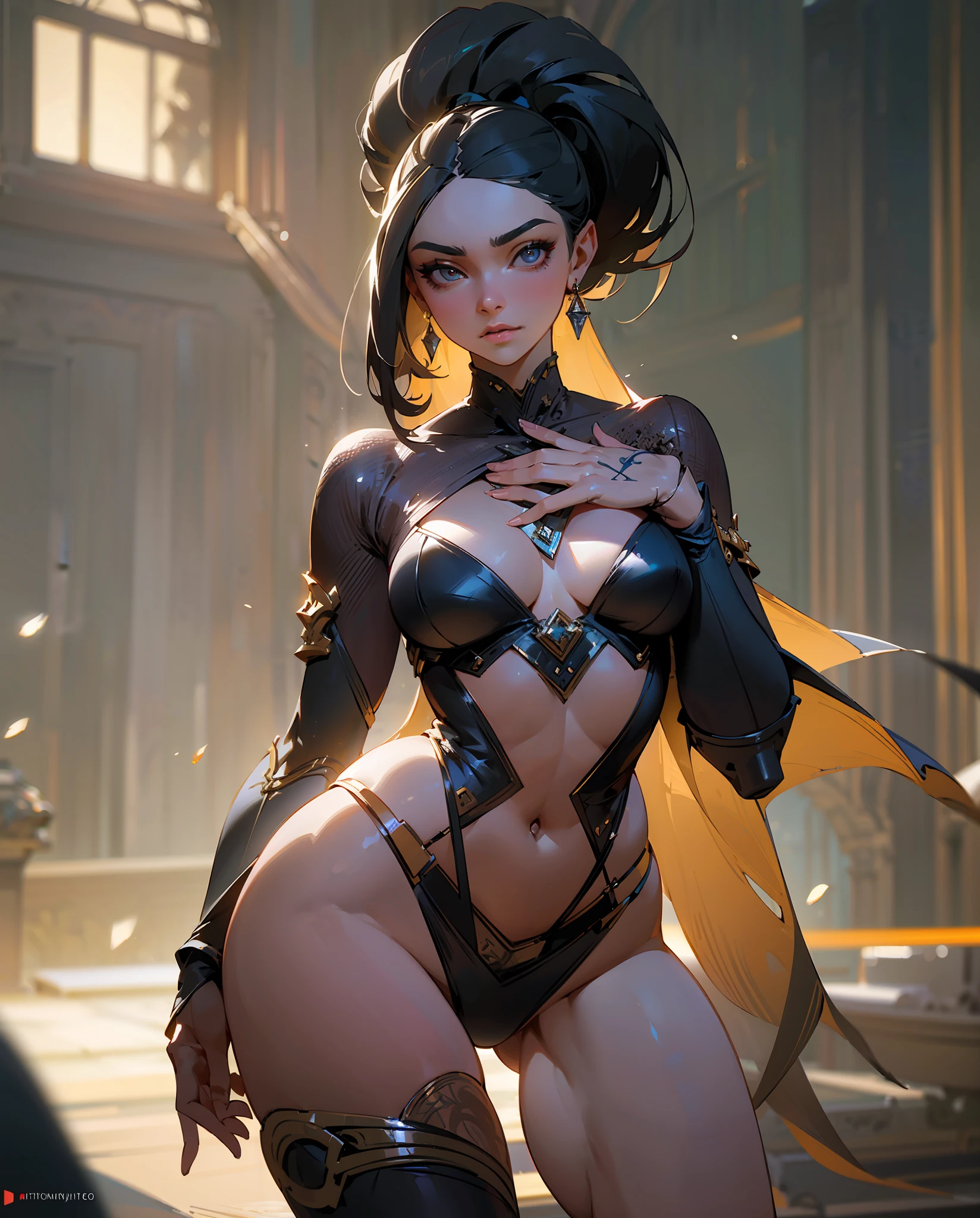 Highly detailed RAW photo Deepika Padukone wearing nothing posing a erotic pose, dynamic pose, (wide hips), (detailed ), (detailed lips), (detailed eyes), (Sci-Fi setting) (detailed face), (curvy), detailed eyes, depth of field, soft lighting, masterpiece, best quality, intricate, (lens flare:0.7), (bloom:0.7), particle effects, raytracing, tone mapped, highly detailed, concept art, smooth, sharp focus, dramatic lighting, highly detailed artwork, cinematic, hyper realistic painting, trending on Artstation, 8K, incredible shadows, realistic, (highly detailed background:1.2), art by midjourney --auto --s2