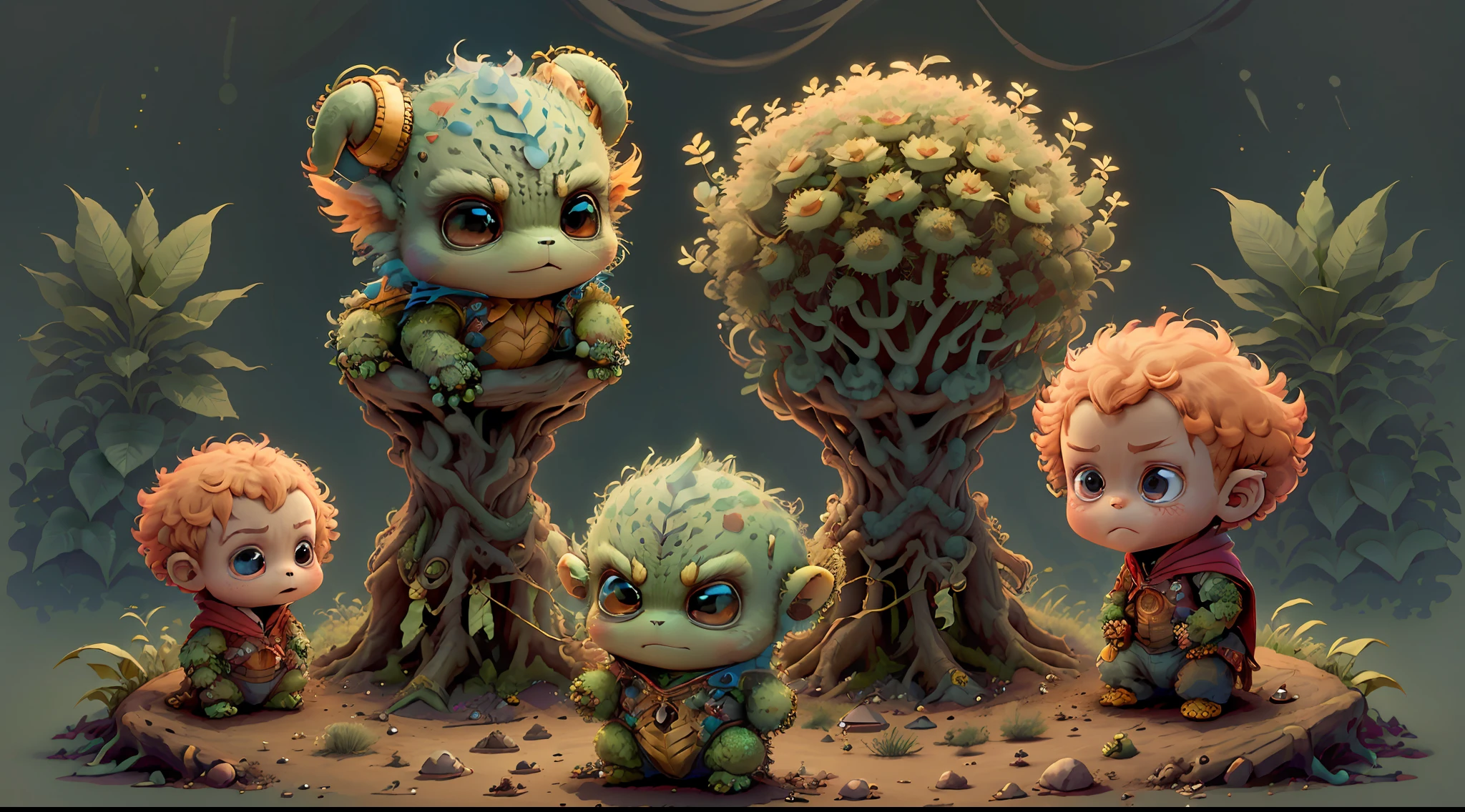 (extremely cute and delicate CG illustration, ultra-detailed and ultra-high quality), best illumination, best shadow, an extremely cute and adorable cu73cre4ture (agama), with big round eyes and a small cute mouth, small horns on its head, vibrant and vivid colors, dynamic angle, dynamic pose, floating, in a magical and enchanting place, with lush vegetation and vibrant flowers.