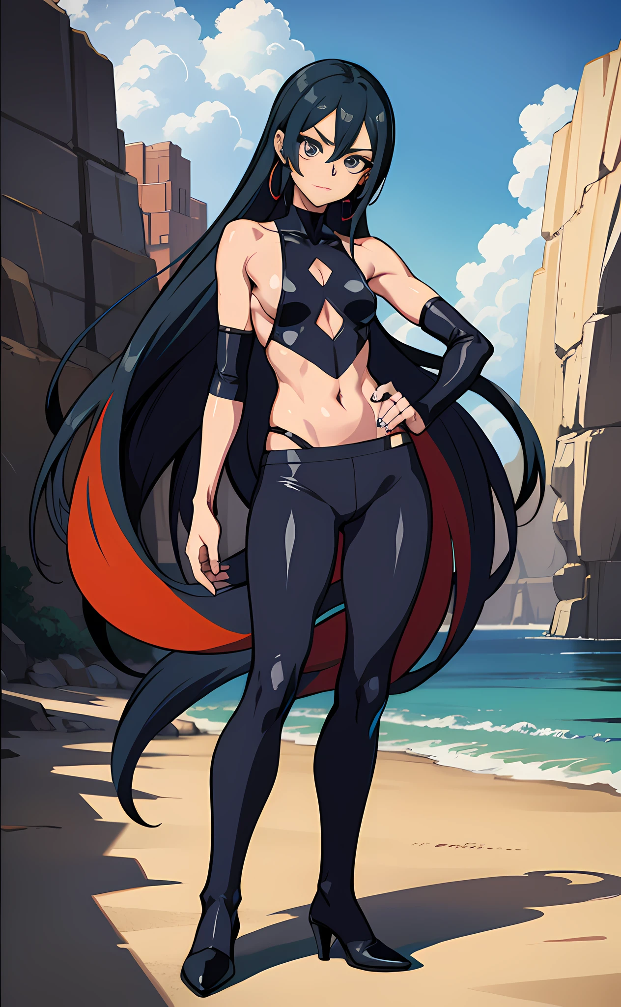 estilo corpo todo, combinando o estilo Guilty Gear -Lutar- with the artistic influence of Yusuke Murata, staring into the camera, Pose do modelo, corpo sarado, model sheet da mesma personagem, 4 angles, em estilo yusuke murata, 4k, cheio de detalhes, mesmo modelo de folha