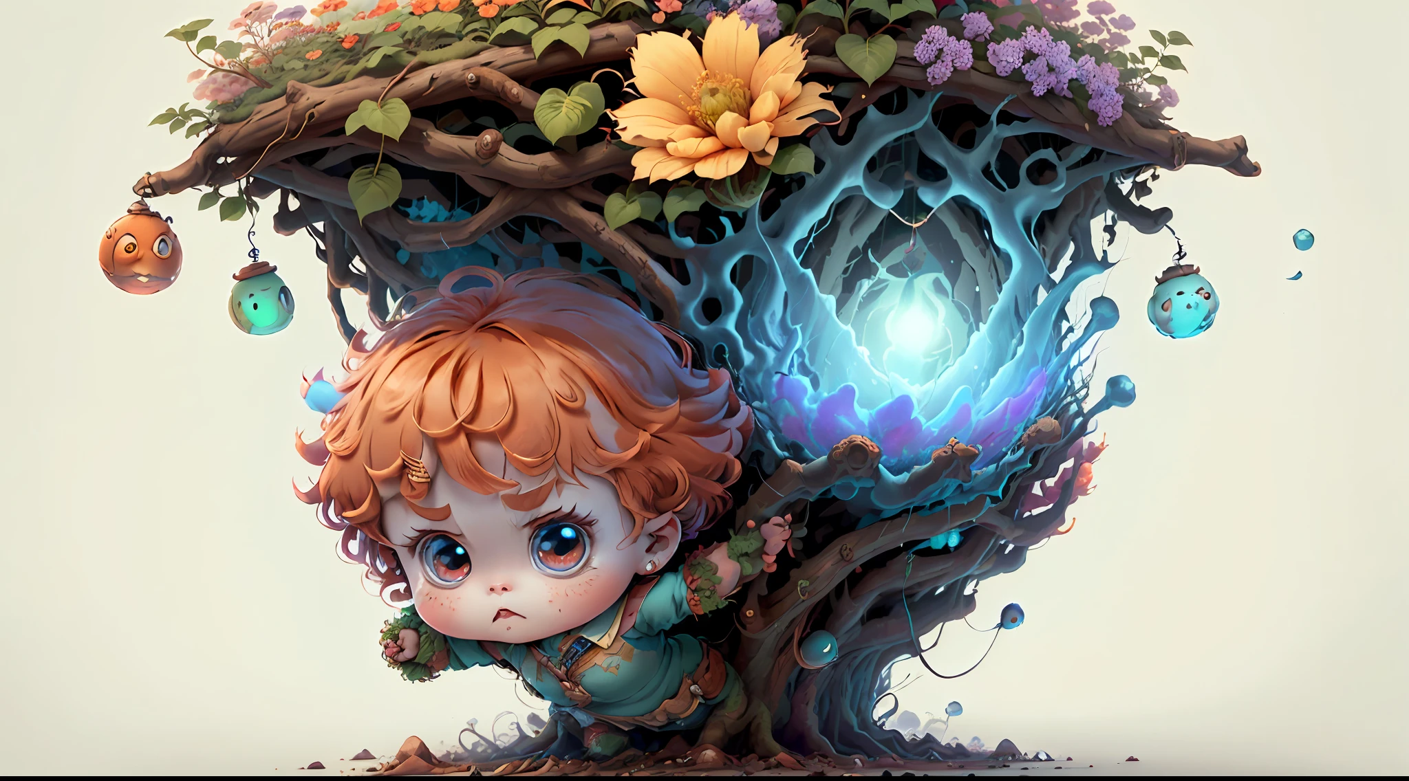 (extremely cute and delicate CG illustration, ultra-detailed and ultra-high quality), best illumination, best shadow, an extremely cute and adorable cu73cre4ture (agama), with big round eyes and a small cute mouth, small horns on its head, vibrant and vivid colors, dynamic angle, dynamic pose, floating, in a magical and enchanting place, with lush vegetation and vibrant flowers.