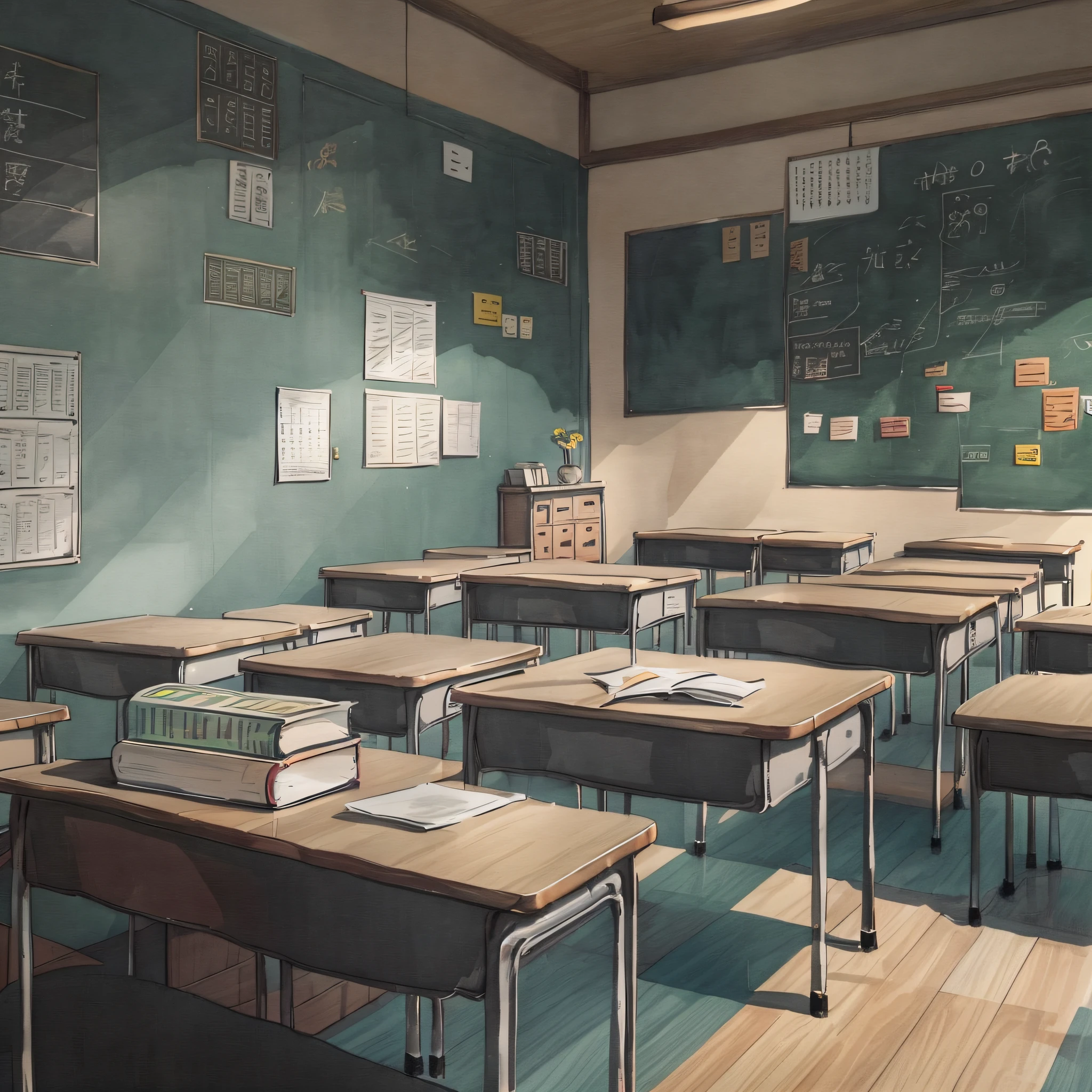There are many desks in the classroom with a board-negro na parede, sala de aula da escola, foto de uma sala de aula, classroom background, sala de aula, typical anime classroom, em uma sala de aula da escola, Classe escolar, em uma sala de aula, Sala de aula em segundo plano, Dentro do Ensino Fundamental, Foto de Stock, sentado na sala de aula, Estudante menina nua, Mesas de madeira com livros, high school, Quadro negro em segundo plano