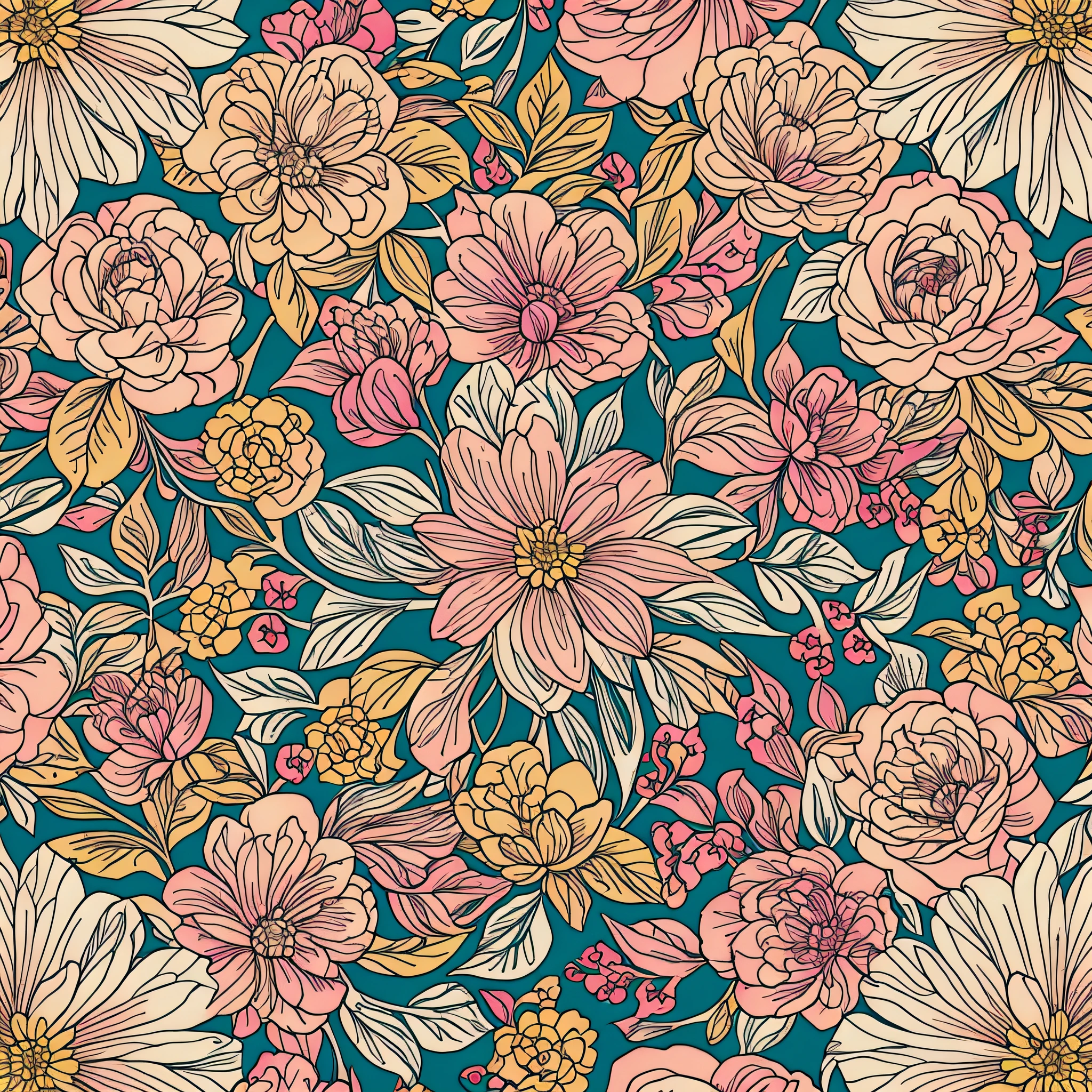 Colorful floral pattern for fabric --auto --s2