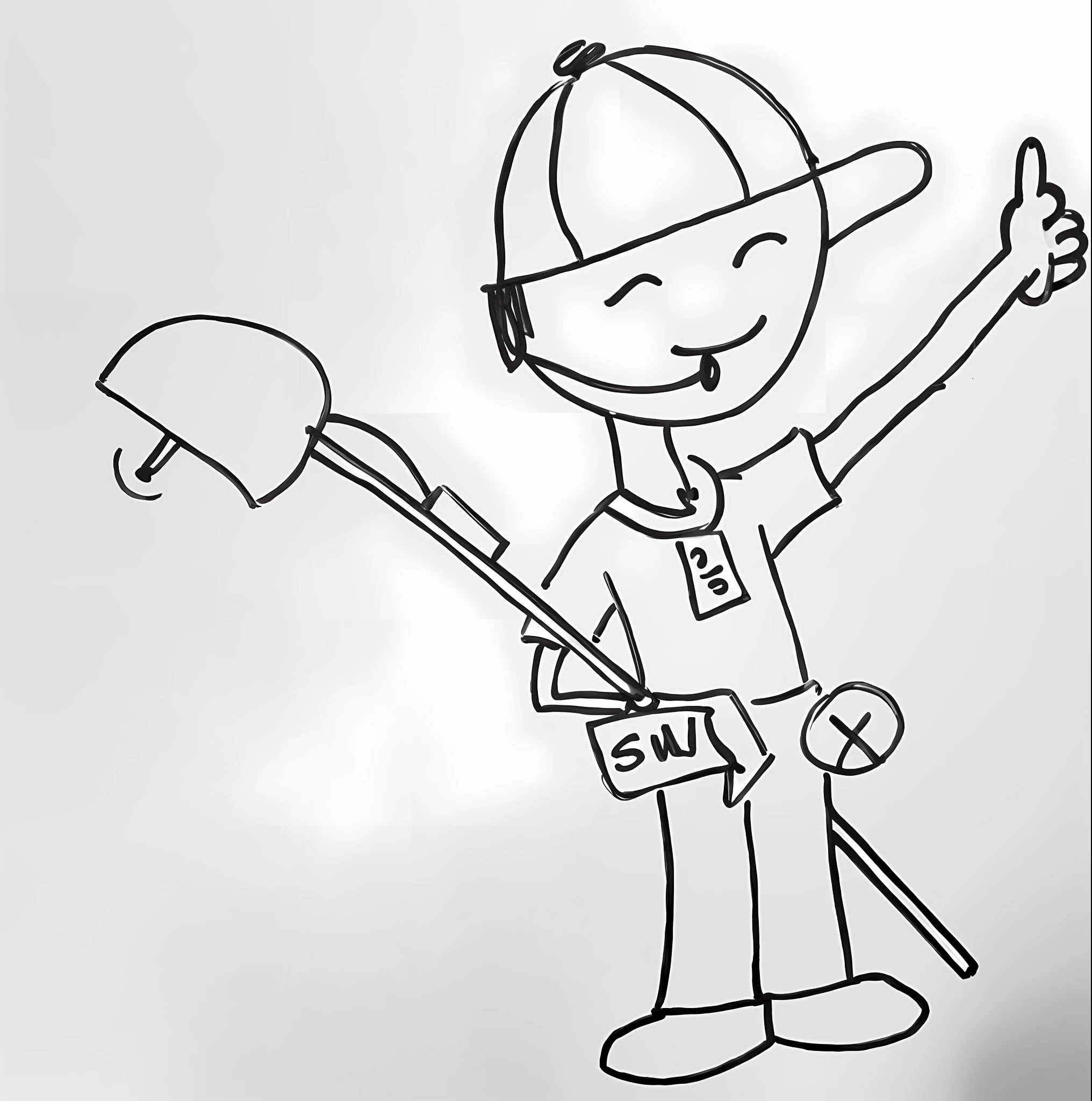 drawing of a man with a baseball cap and a baseball bat, boneco de palitos, hand drawn cartoon, desenho anime simples, desenho animado detalhado, desenho caricato, professional sketch, desenho profissional, desenho animado ainda, Caricato e simplista, estilo de desenho animado simples, mal desenhado, desenho simples, em estilo cartoon, 2 d desenhos animados, desenho animado 2d, hand drawn illustration, Descrito!!!, Fanart