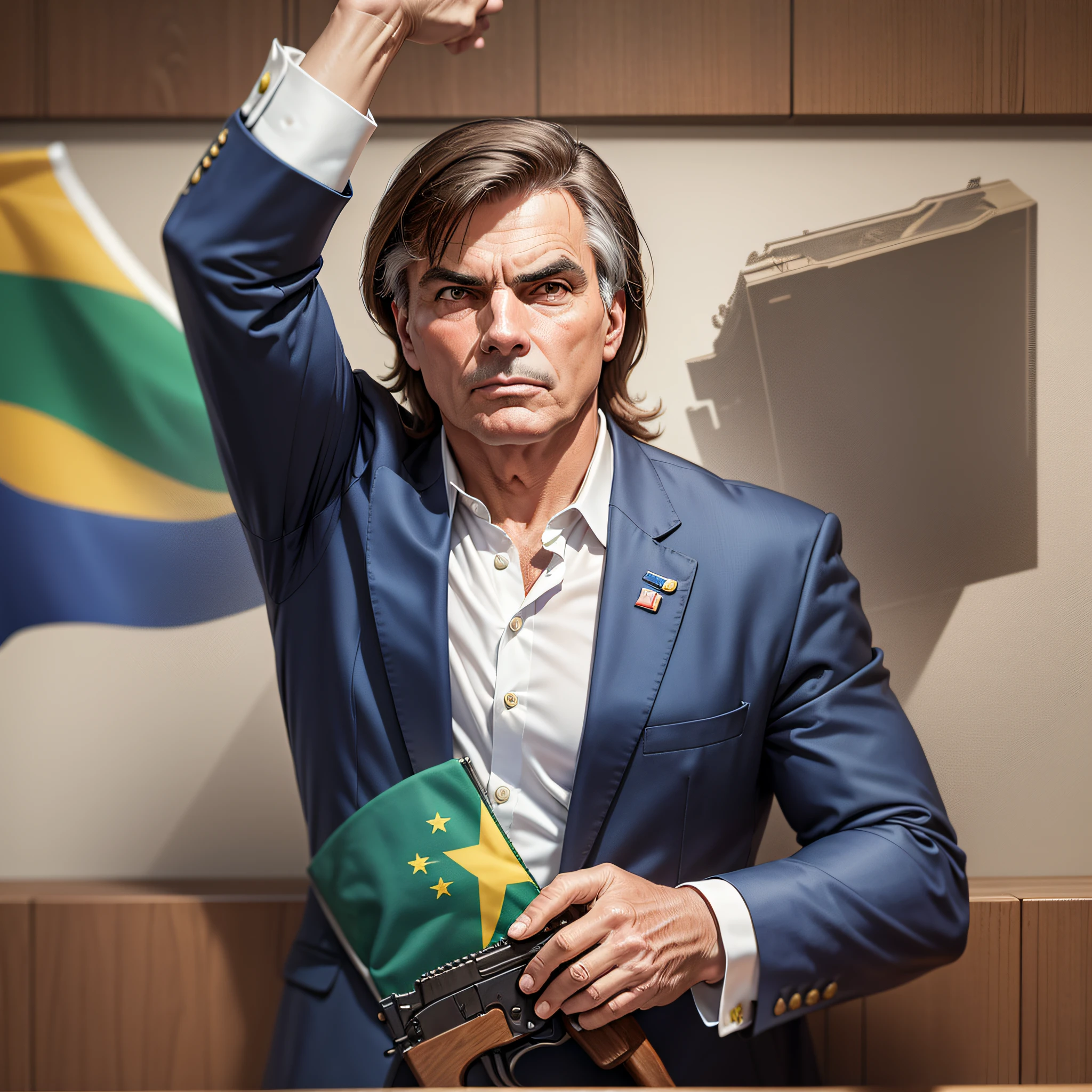presidente jair messias bolsonaro do brasil com uma arma --auto --s2