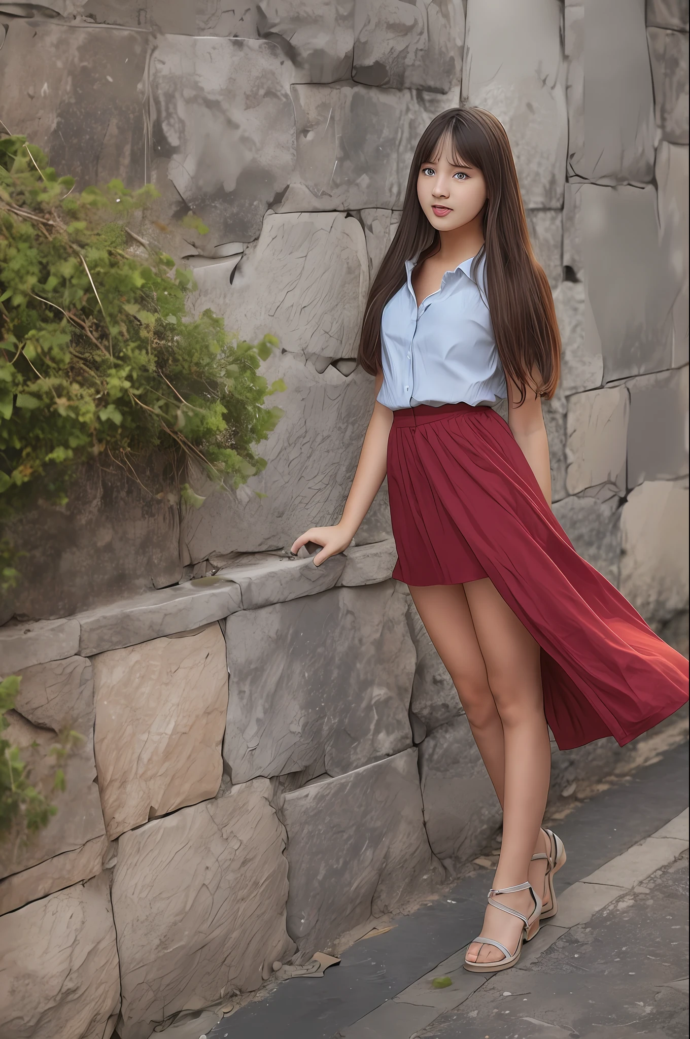 18-year-old girls full body with amazed expressions
