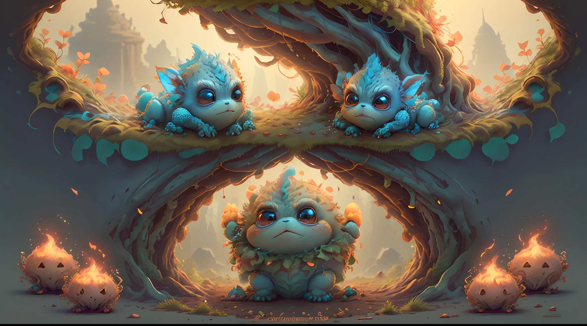 (extremely cute and delicate CG illustration, ultra-detailed and ultra-high quality), best illumination, best shadow, an extremely cute and adorable cu73cre4ture (agama), with big round eyes and a small cute mouth, small horns on its head, vibrant and vivid colors, dynamic angle, dynamic pose, floating, in a magical and enchanting place, with lush vegetation and vibrant flowers.