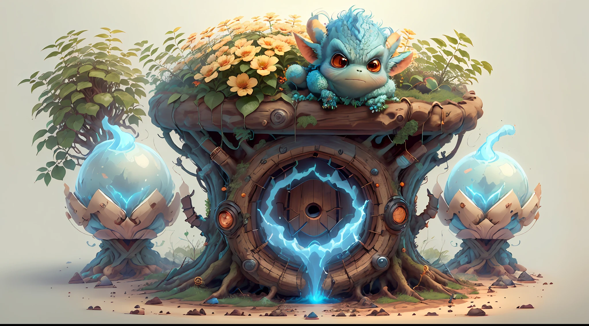 (extremely cute and delicate CG illustration, ultra-detailed and ultra-high quality), best illumination, best shadow, an extremely cute and adorable cu73cre4ture (agama), with big round eyes and a small cute mouth, small horns on its head, vibrant and vivid colors, dynamic angle, dynamic pose, floating, in a magical and enchanting place, with lush vegetation and vibrant flowers.