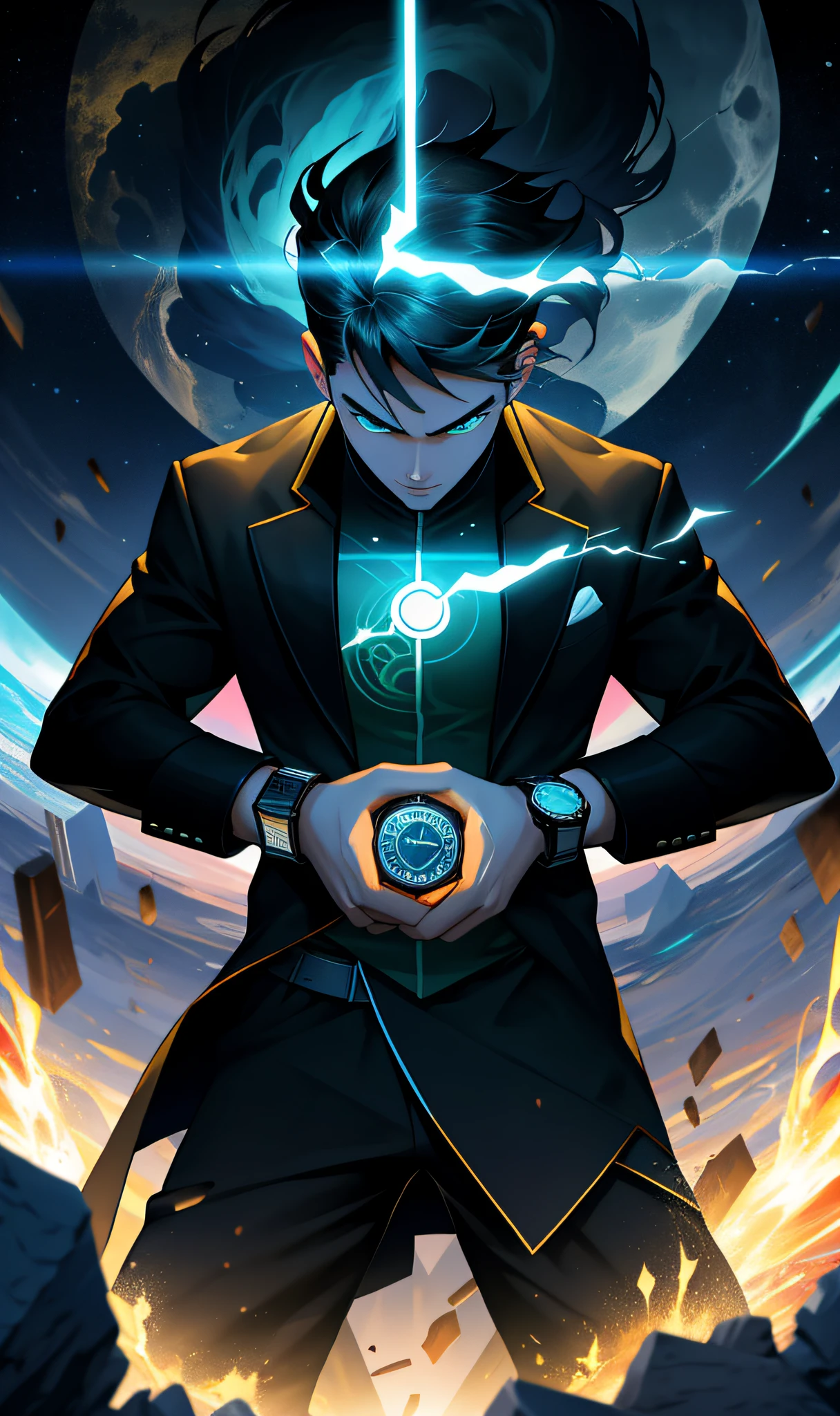 When Ben's watch broke on Ben 10, time itself started to unravel. The once orderly progression of seconds, minutes, and hours became chaotic, with temporal anomalies disrupting the flow of reality. Clocks shattered, and the world was plunged into a disorienting frenzy. People's actions became erratic, as they were caught in a perpetual loop of repeating moments. The shattered fragments of the watch scattered across the land, each piece holding a fragment of time's power. As Ben embarked on a journey to reclaim the shattered watch, he encountered beings from different eras, merging past and future. The fate of the world rested in his hands, and only by restoring the broken watch could he restore order to time itself. Photo taken by Steve McCurry with a Nikon D850 and a 24-70mm lens, capturing the essence of the time-bending adventure with a combination of studio lighting, volumetric lighting, and special effects. 8K, Ultra-HD, Super-Resolution.