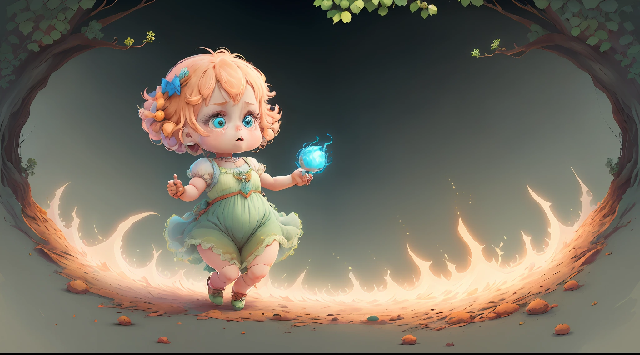 (extremely cute and delicate CG illustration, ultra-detailed and ultra-high quality), best illumination, best shadow, an extremely cute and adorable cu73cre4ture (agama), with big round eyes and a small cute mouth, small horns on its head, vibrant and vivid colors, dynamic angle, dynamic pose, floating, in a magical and enchanting place, with lush vegetation and vibrant flowers.