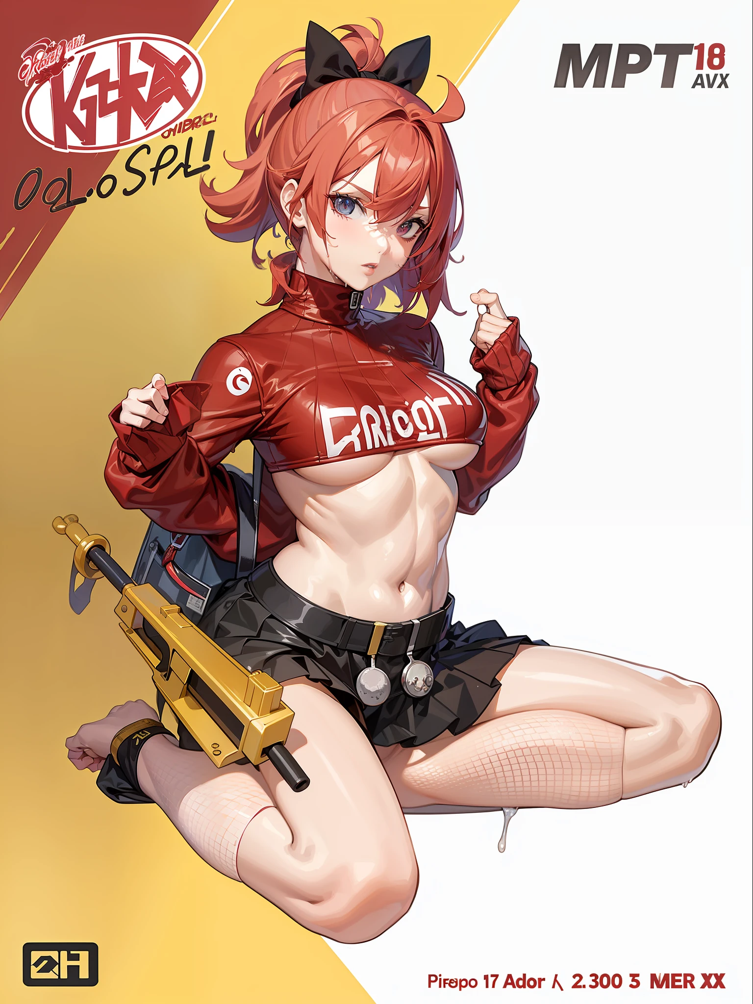 anime girl in a bikini, anime style 4 k, (anime girl), badass anime 8 k, best anime 4k konachan wallpaper, anime style character, top rated on pixiv, seductive anime girl, anime style. 8k, anime girl, an anime girl, anime artstyle, red hair, visible red hair (Best quality, 4k, Masterpiece :1.3), beautiful woman, hyper realistic, 1girl, (droopy breasts, attractive body :1.2), sit-ups :1.1, short red hair: 1.1, (wet rainy, wet by rain, wet body :1.2), ultra-detailed face, detailed lips, detailed eyes, double eyelid, sensual low-necked dress, open neckline, hanging breasts, side pose, visible curves, pool party, poolside, silver transparent mantle,sunglasses, muscular turned leg, nipple visible, revealing clothing [ 4 k digital art ]!!