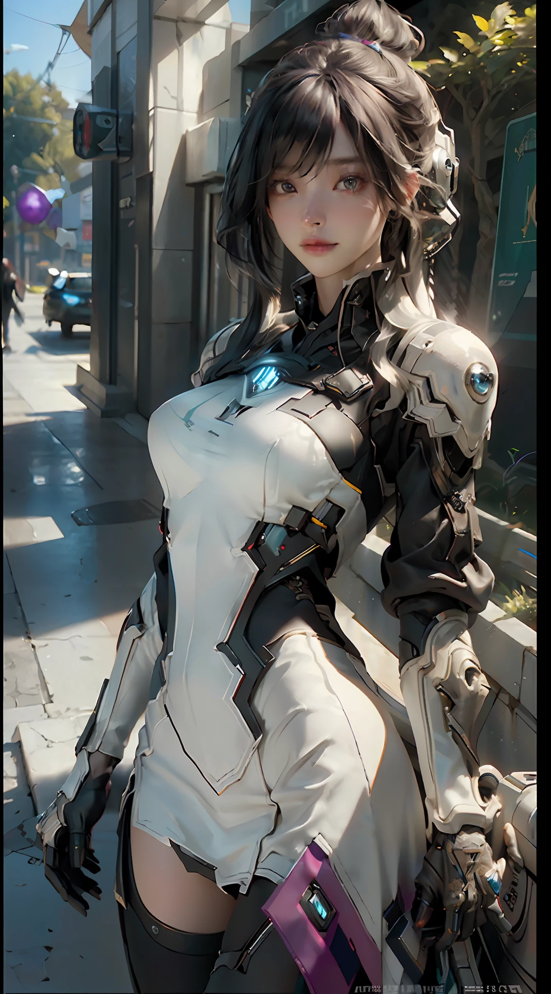 ((Best quality)), ((masterpiece)), (detailed:1.4), 3D, an image of a beautiful cyberpunk female,HDR (High Dynamic Range),Ray Tracing,NVIDIA RTX,Super-Resolution,Unreal 5,Subsurface scattering,PBR Texturing,Post-processing,Anisotropic Filtering,Depth-of-field,Maximum clarity and sharpness,Multi-layered textures,Albedo and Specular maps,Surface shading,Accurate simulation of light-material interaction,Perfect proportions,Octane Render,Two-tone lighting,Wide aperture,Low ISO,White balance,Rule of thirds,8K RAW,